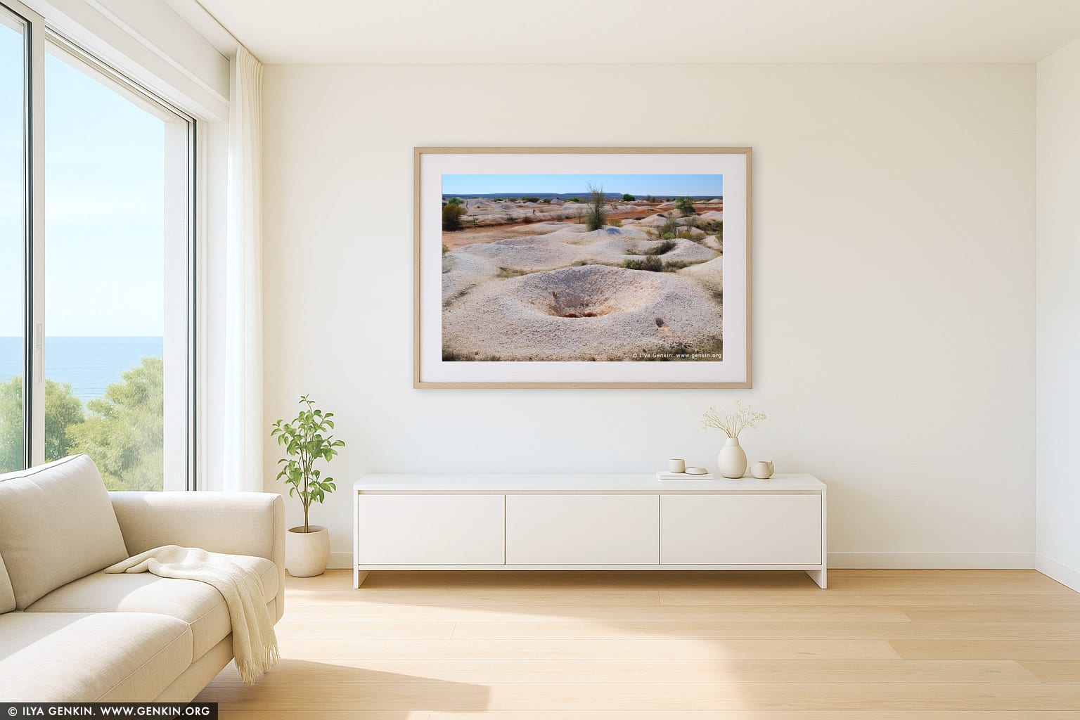 White Cliffs Opal Mines wall art in a modern living room interior