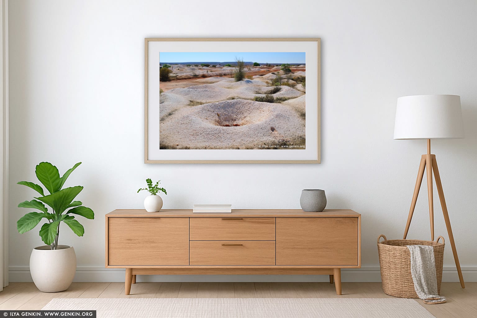 White Cliffs Opal Mines wall art in a contemporary living room interior