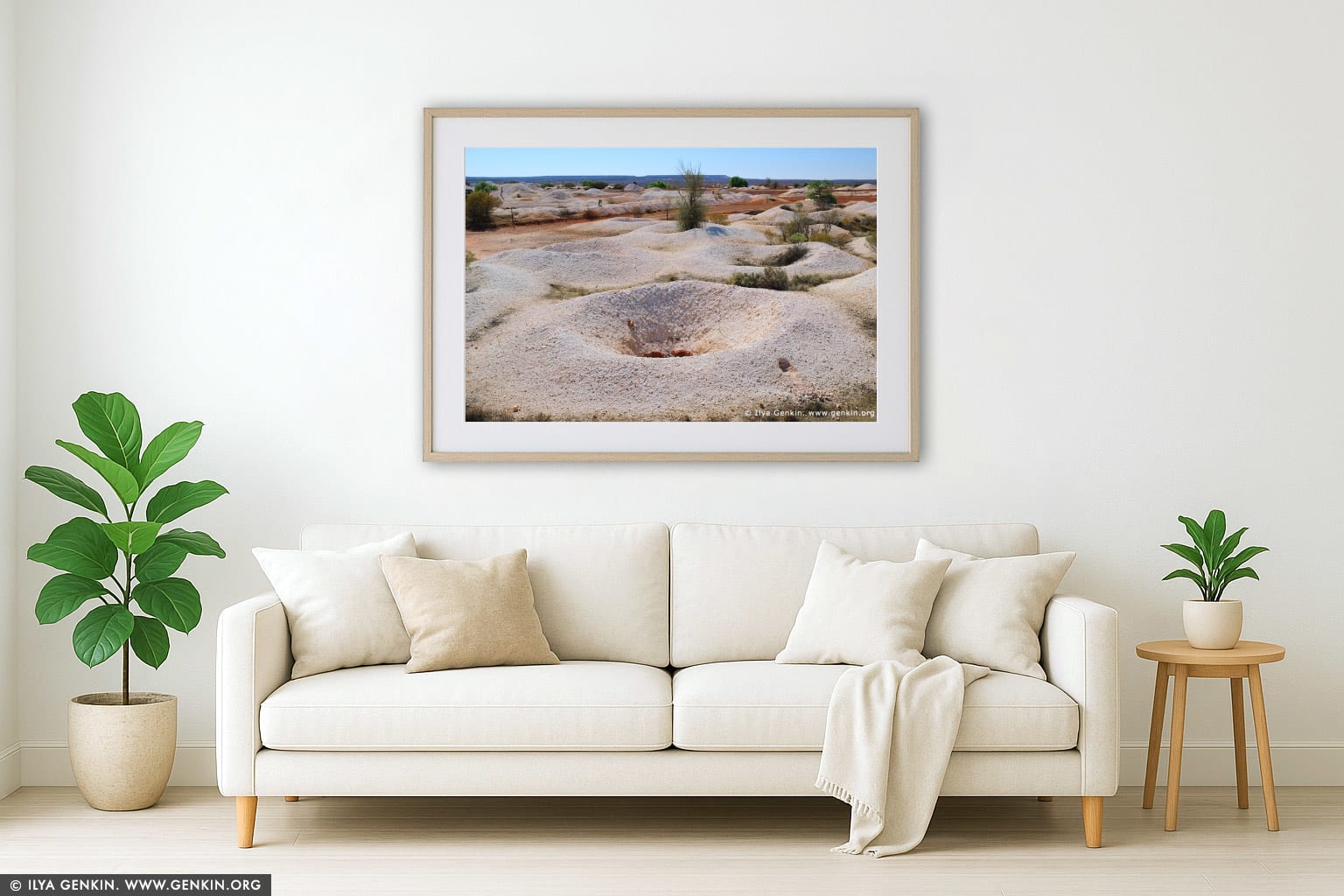 White Cliffs Opal Mines wall art in a luxury living room interior