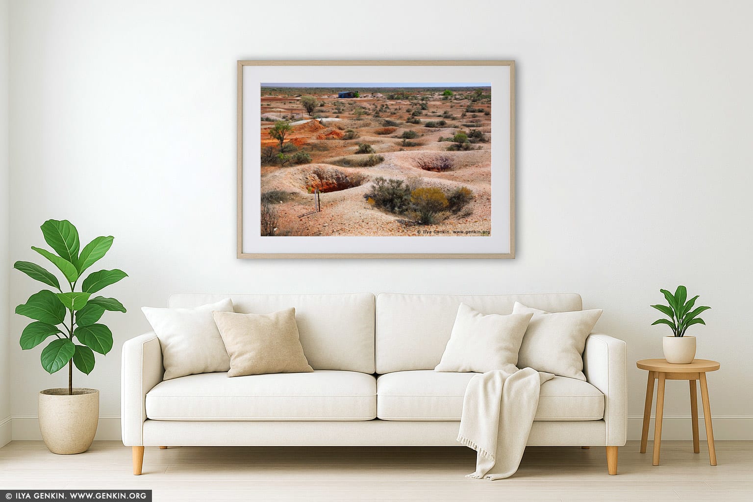 White Cliffs Opal Mines wall art in a contemporary living room interior