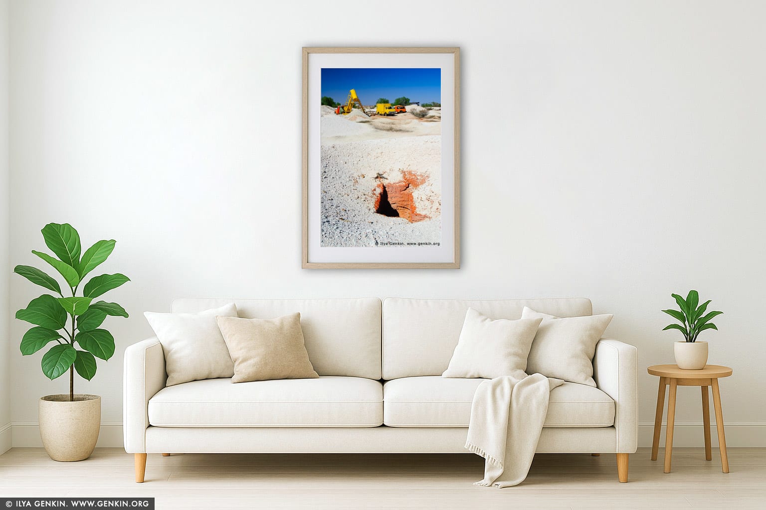 White Cliffs Opal Mines wall art in a luxury living room interior