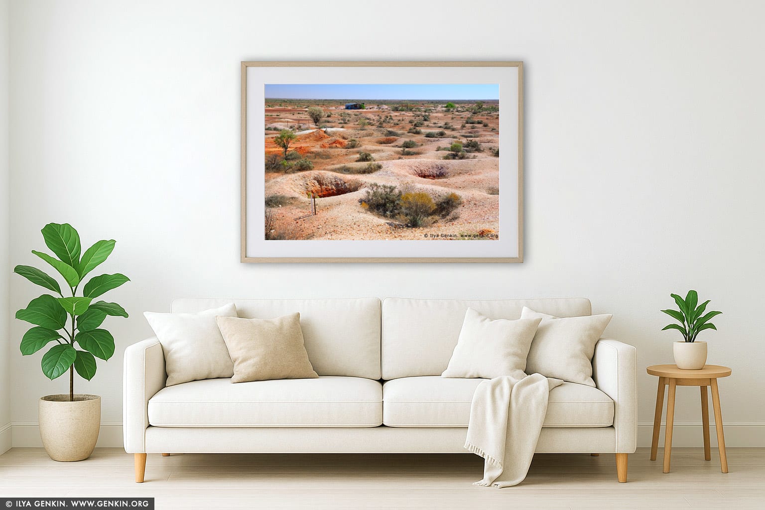White Cliffs Opal Mines wall art in a modern living room interior