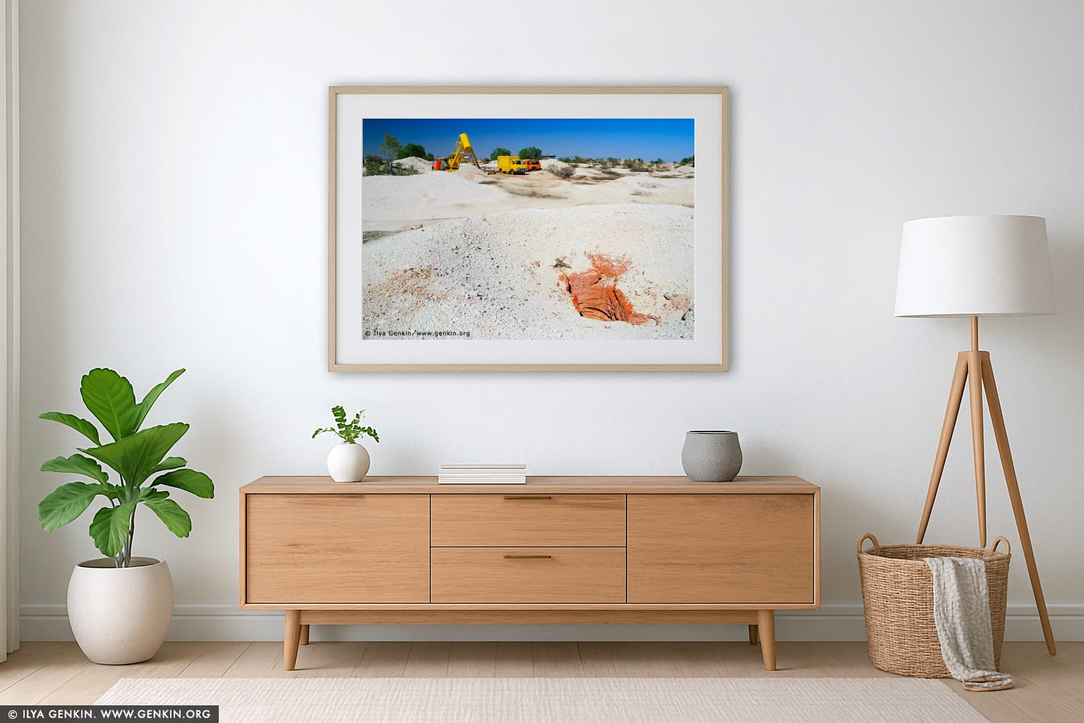 White Cliffs Opal Mines wall art in a luxury living room interior