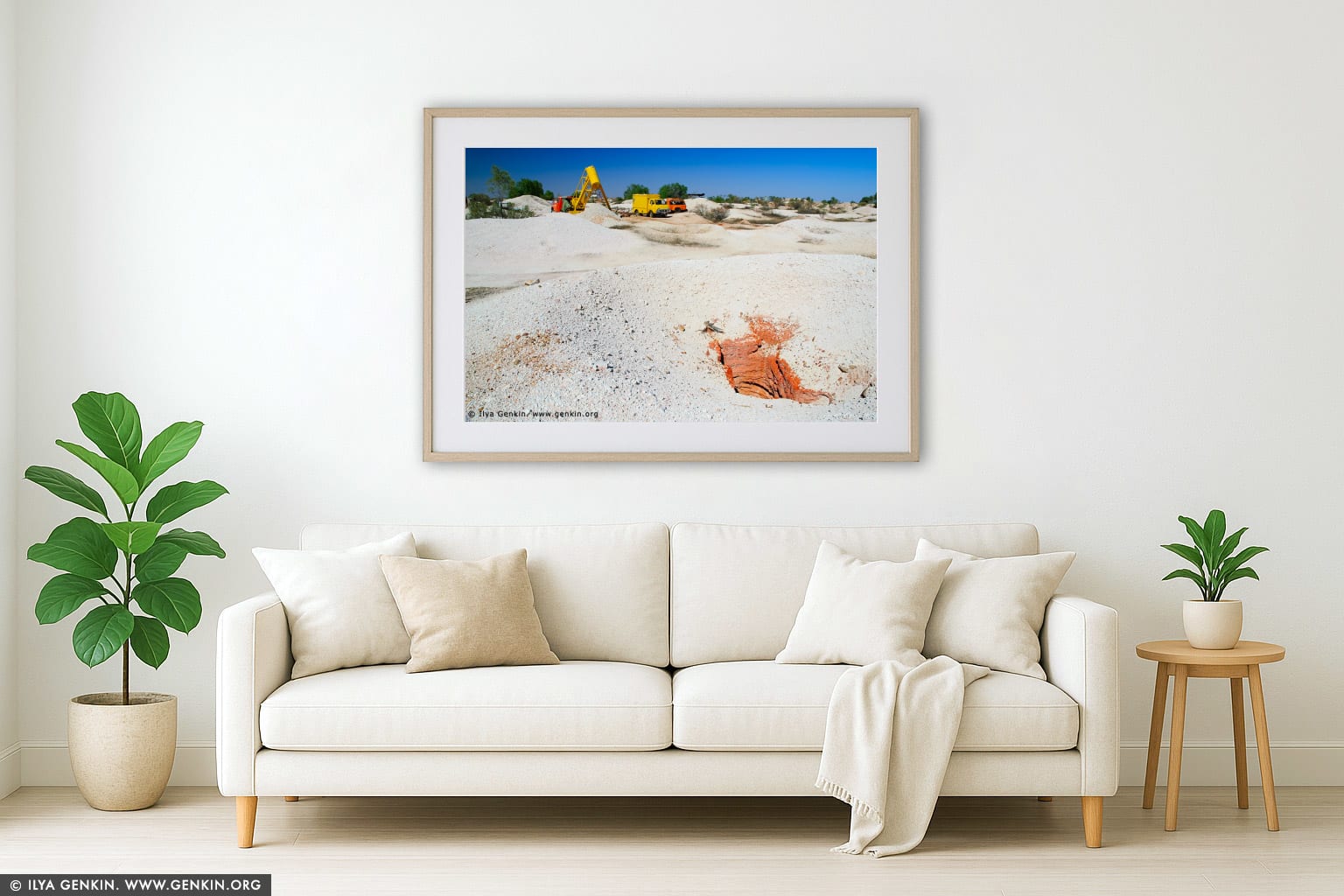White Cliffs Opal Mines wall art in a contemporary living room interior