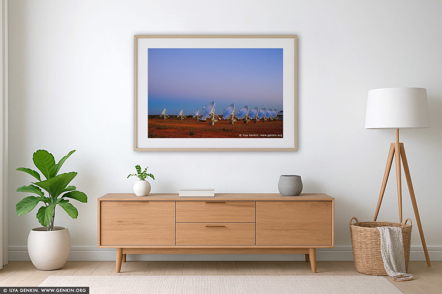White Cliffs Solar Power Station at Twilight wall art in a luxury living room interior