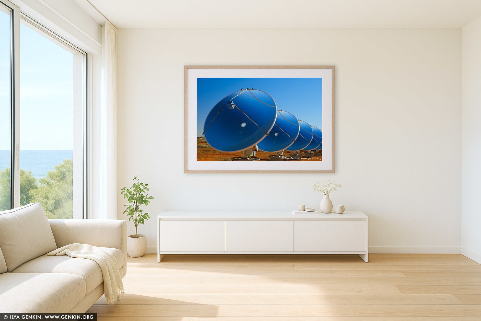 White Cliffs Solar Power Station wall art in a luxury living room interior