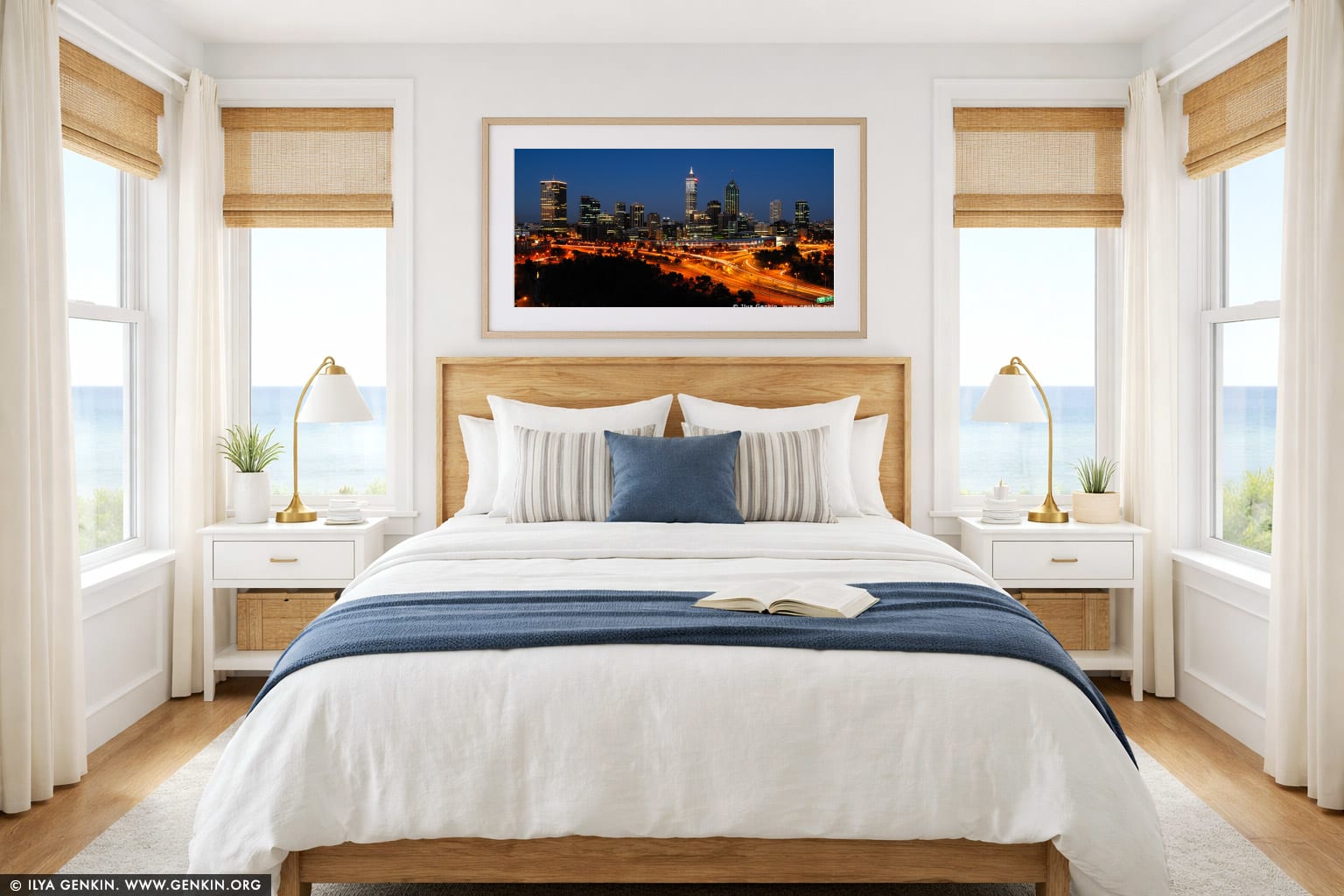 Perth Downtown wall art in a bedroom interior