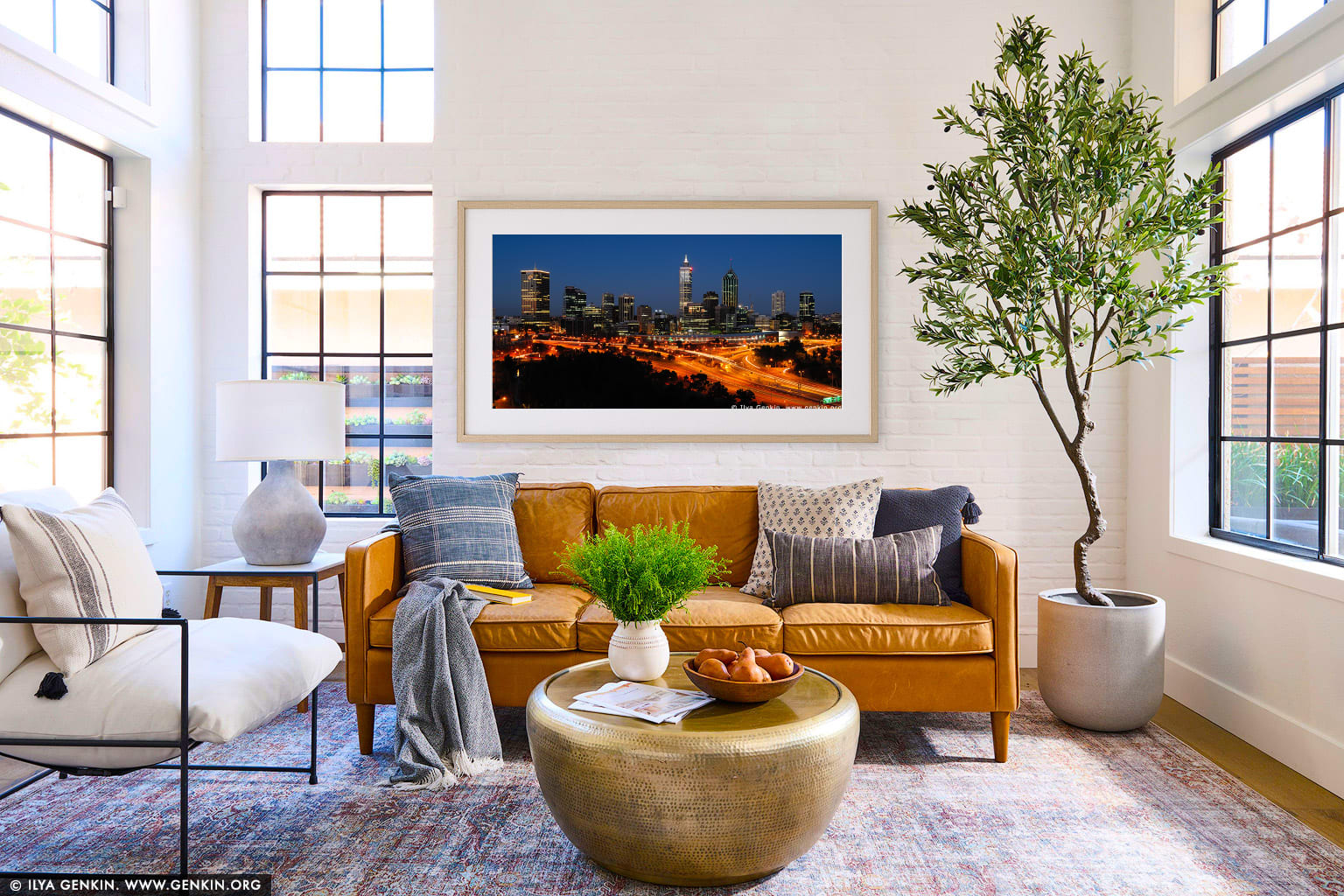 Perth Downtown wall art in a contemporary living room interior