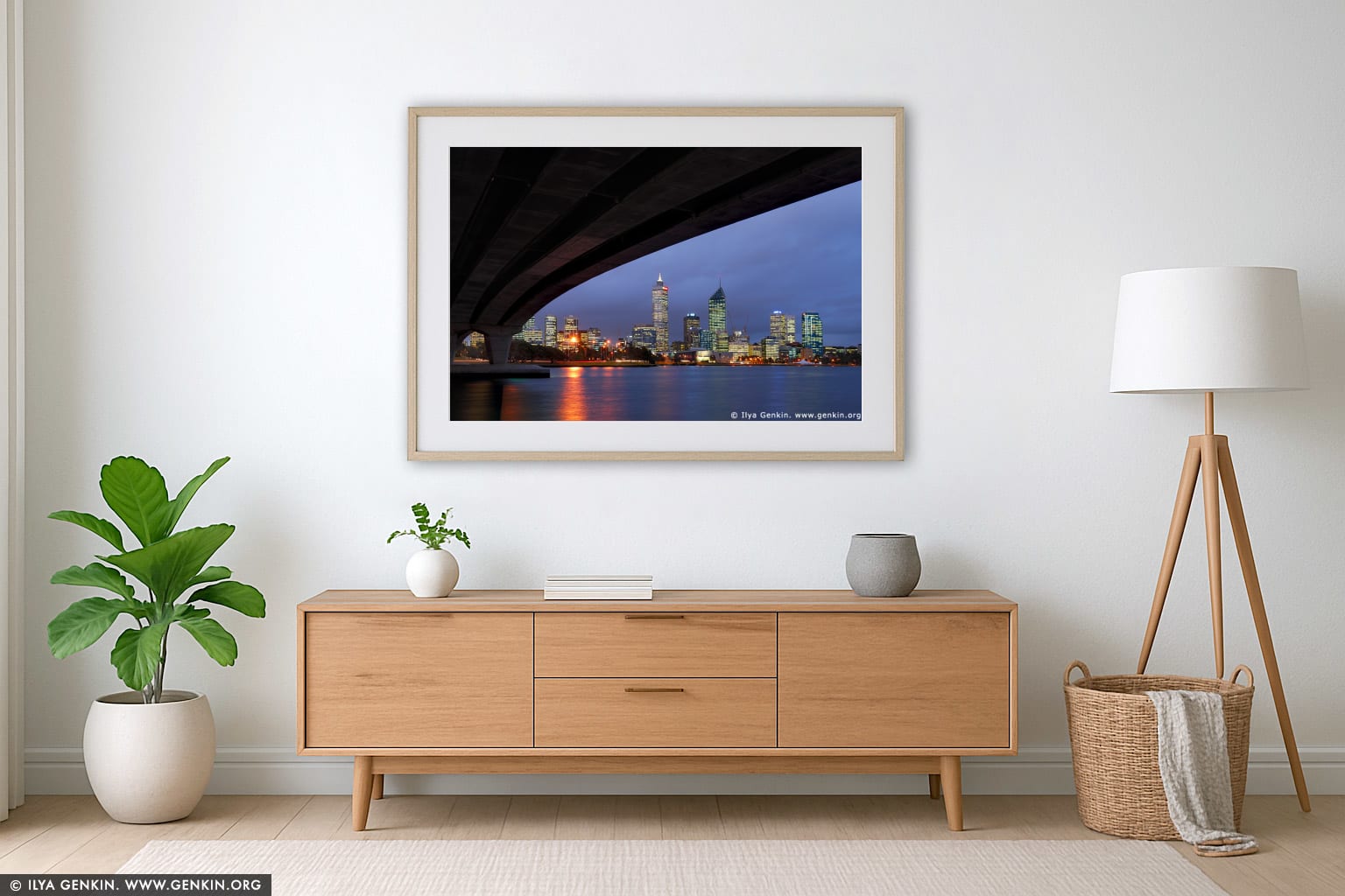 Perth Downtown wall art in a modern living room interior