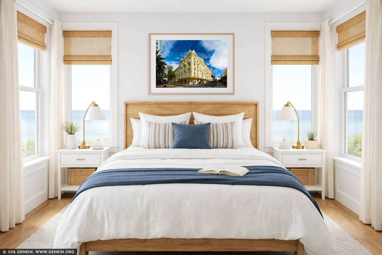 His Majesty's Theatre wall art in a bedroom interior