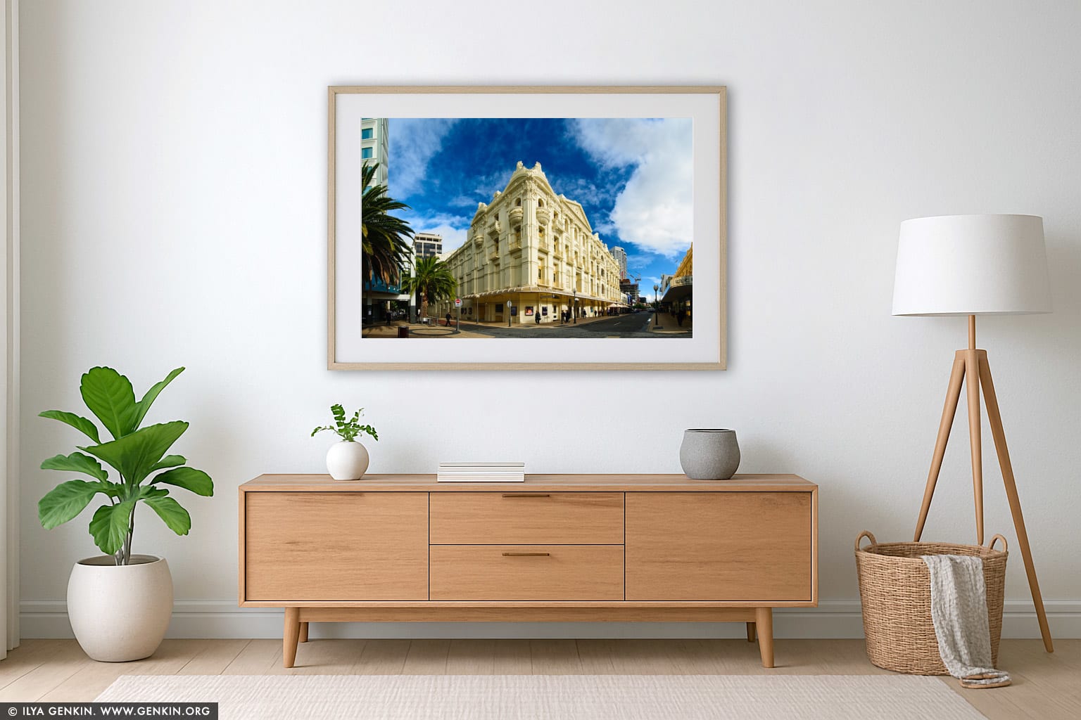 His Majesty's Theatre wall art in a modern living room interior