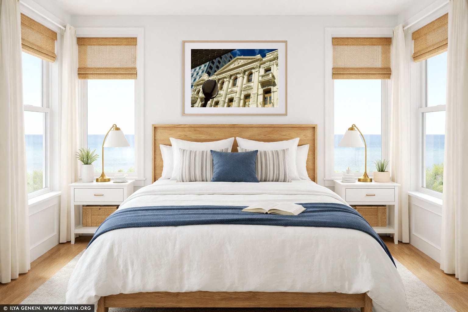 His Majesty's Theatre wall art in a bedroom interior