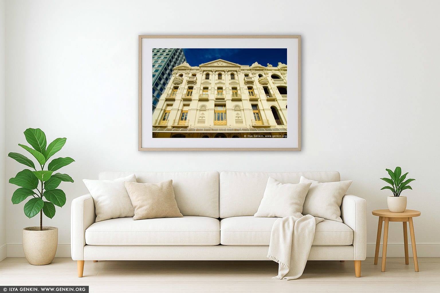 His Majesty's Theatre wall art in a luxury living room interior