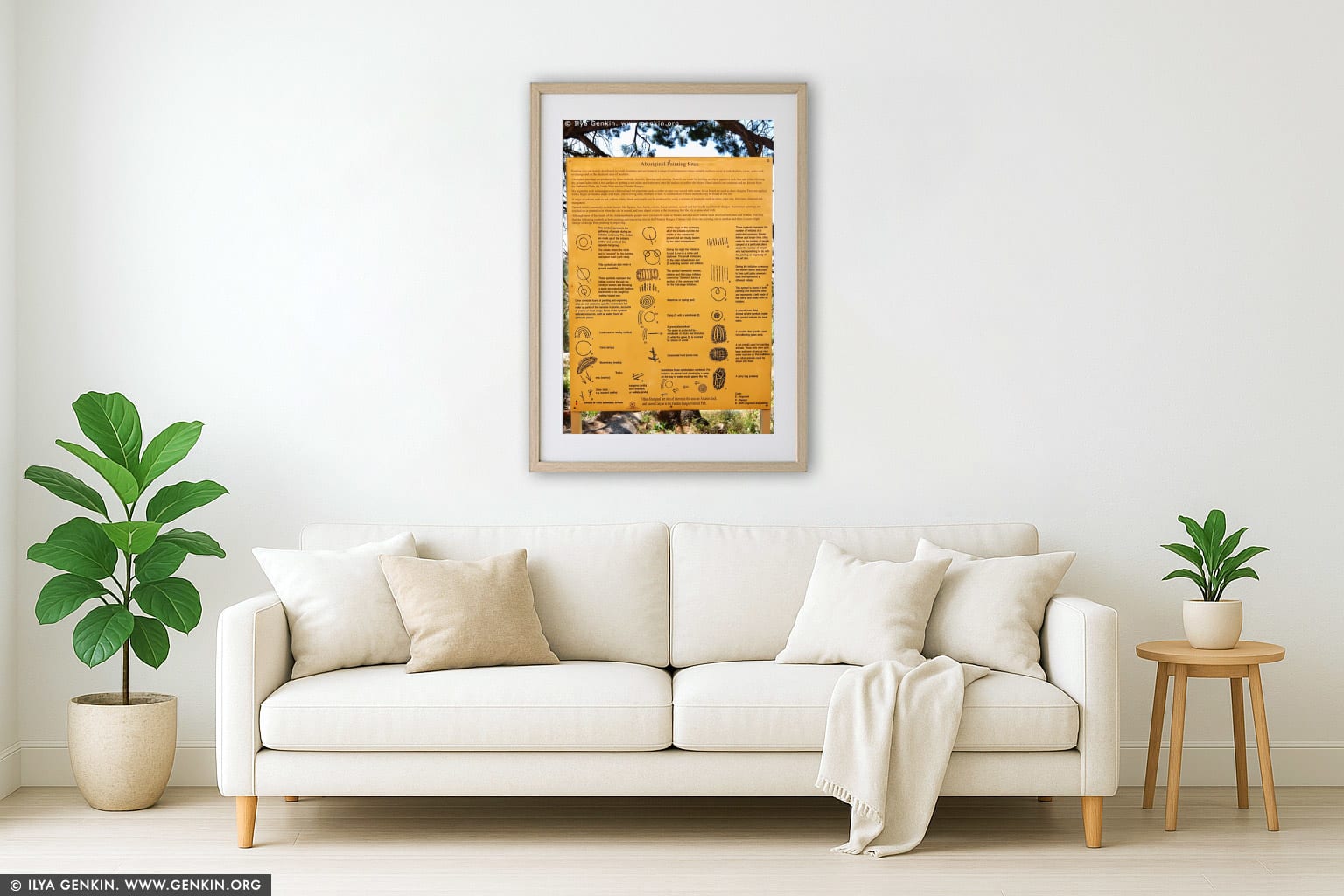 Interpretive Sign at Yourambulla Caves wall art in a contemporary living room interior