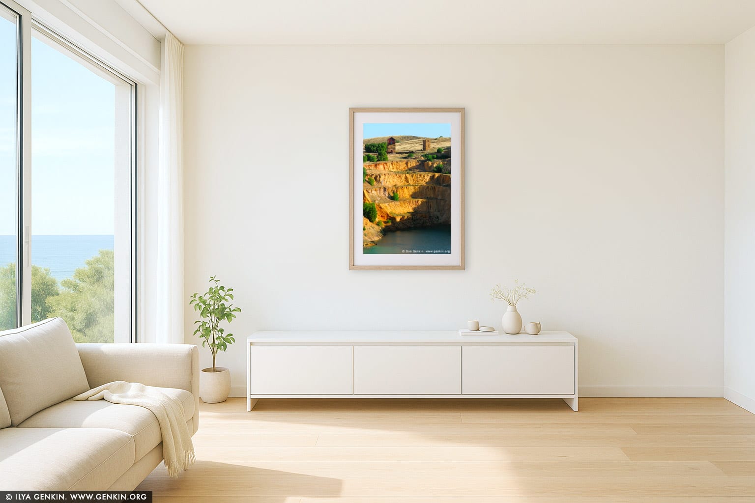 Burra Burra ('Monster Mine') Open Cut Copper Mine Pit wall art in a contemporary living room interior