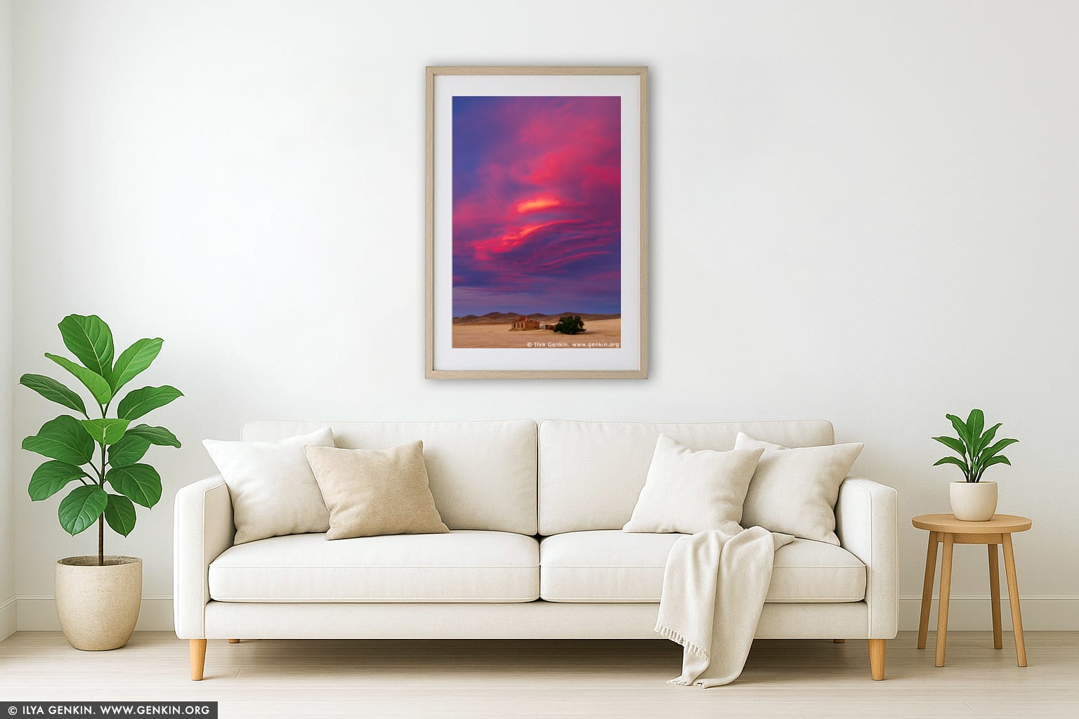 Abandoned Farmhouse after Sunset wall art in a contemporary living room interior