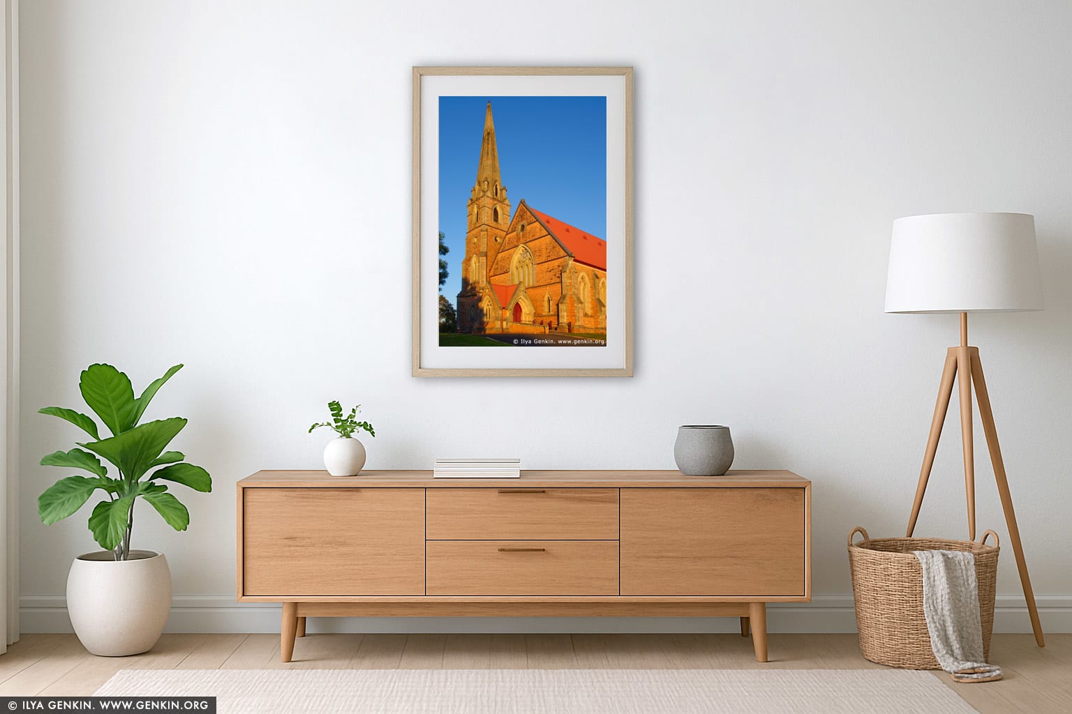 Mount Gambier Uniting Church wall art in a contemporary living room interior