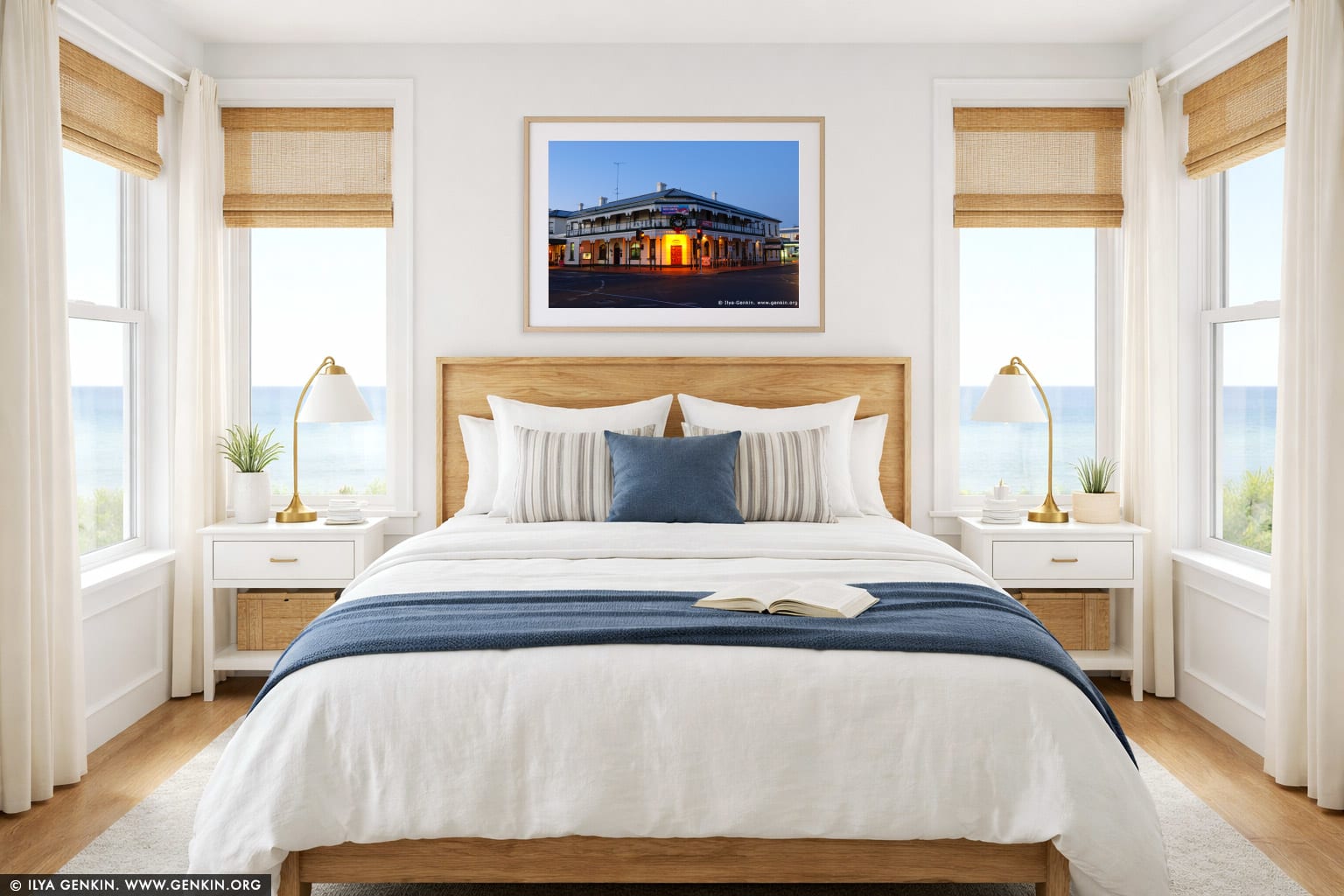 Mount Gambier Hotel at Twilight wall art in a bedroom interior