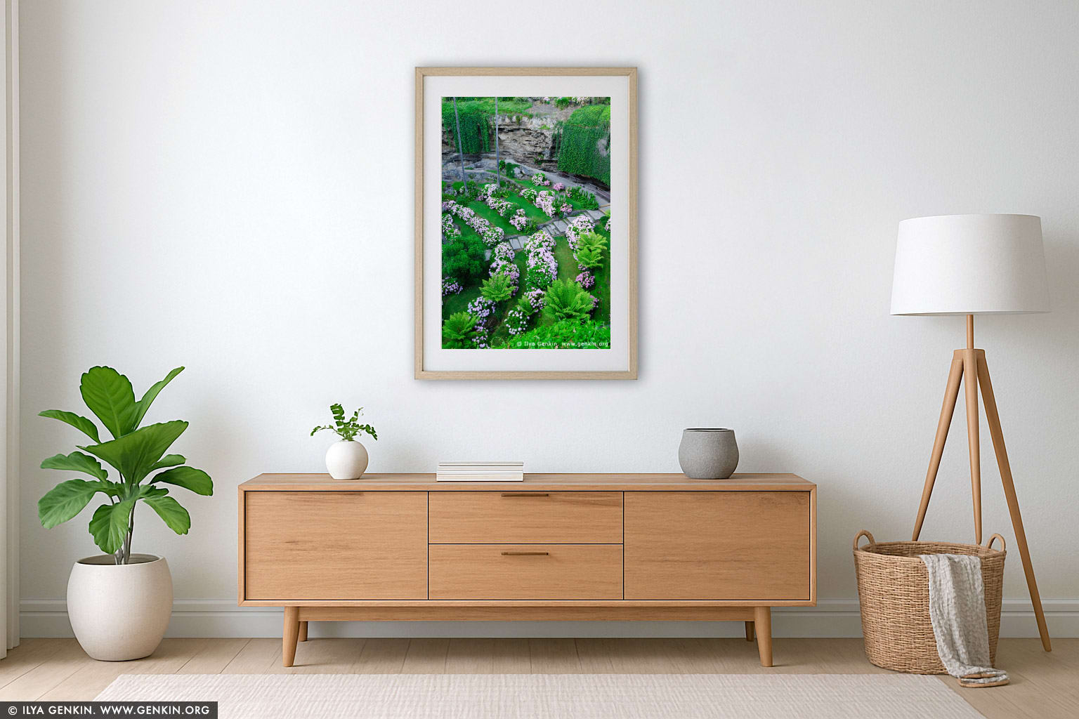 The Cave Gardens in Umpherston Sinkhole wall art in a minimalist living room interior