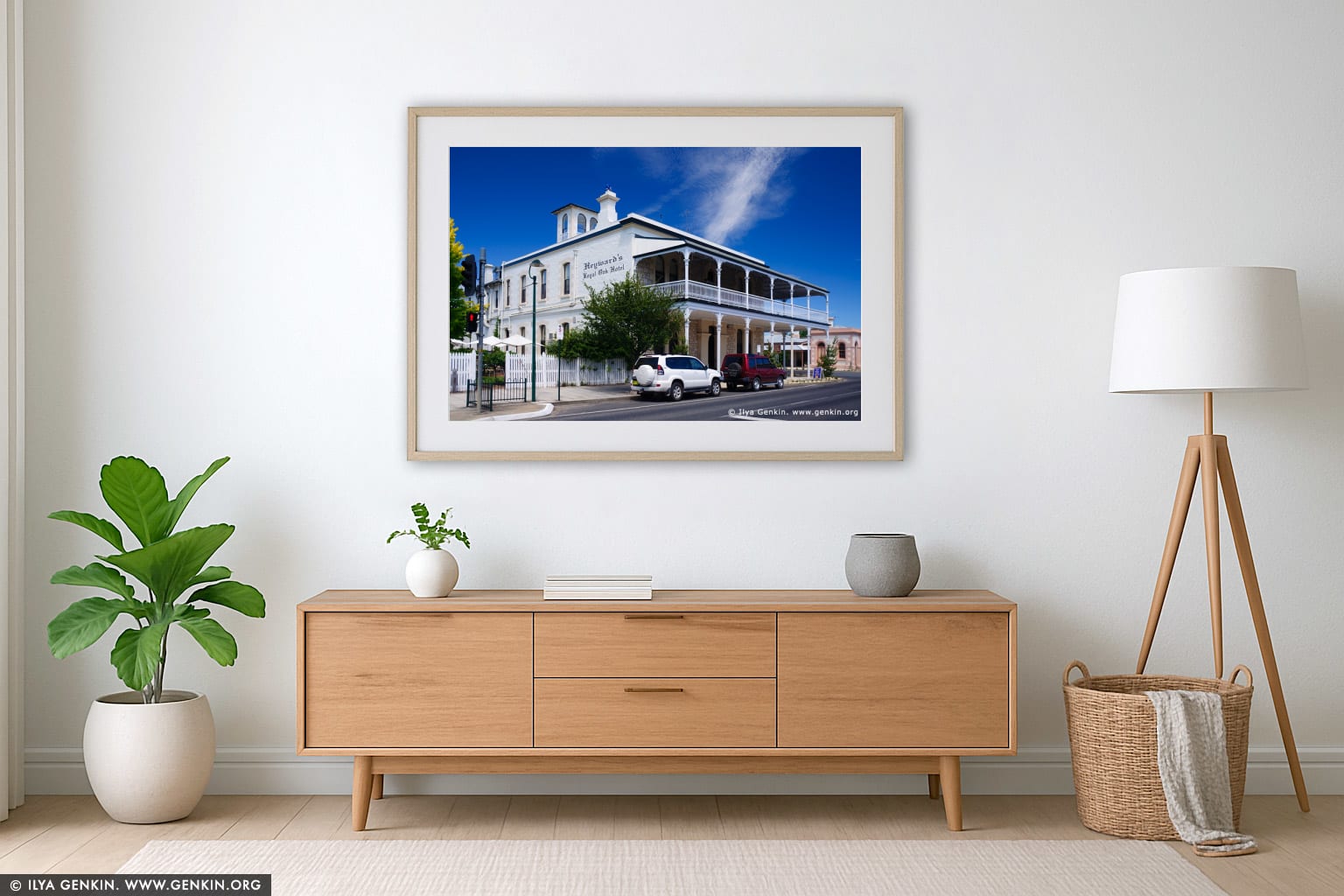 Heyward's Royal Oak Hotel wall art in a contemporary living room interior