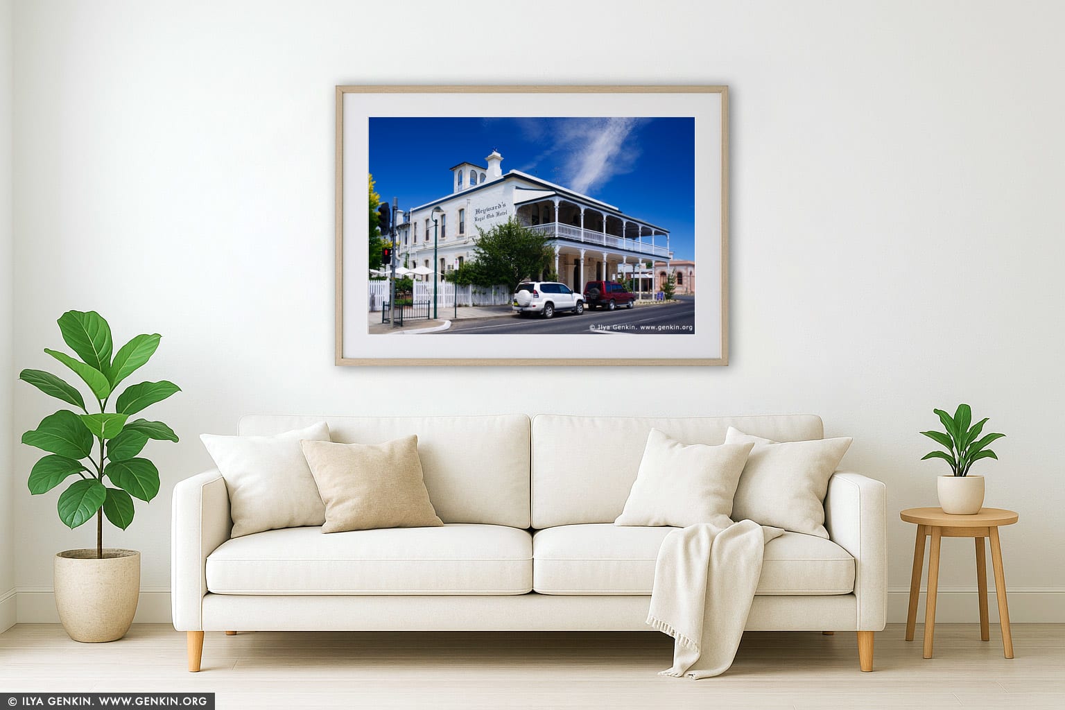 Heyward's Royal Oak Hotel wall art in a luxury living room interior
