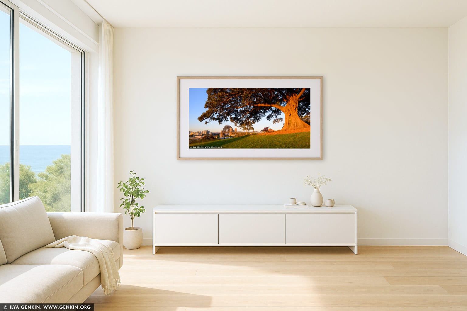 Sunset at Observatory Hill wall art in a contemporary living room interior