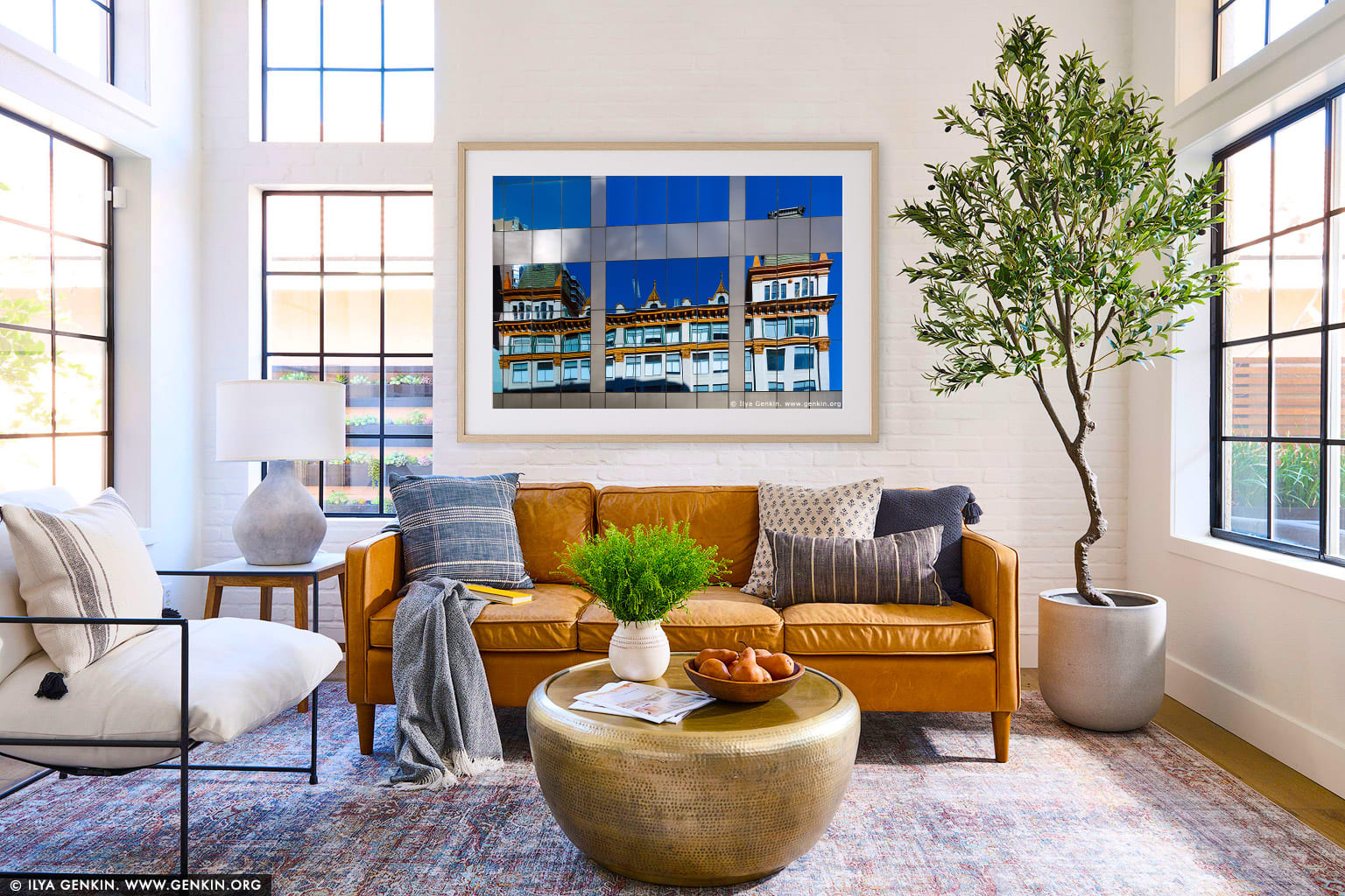 Downing Centre at Liverpool Street wall art in a contemporary living room interior