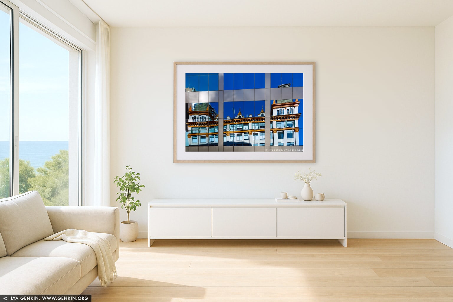 Downing Centre at Liverpool Street wall art in a contemporary living room interior