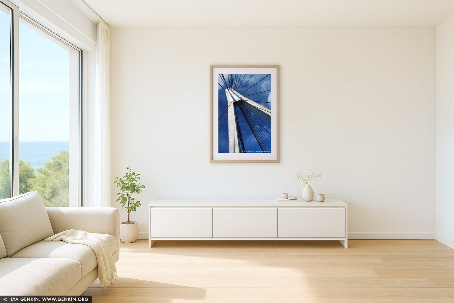 Anzac Bridge Pylon wall art in a luxury living room interior