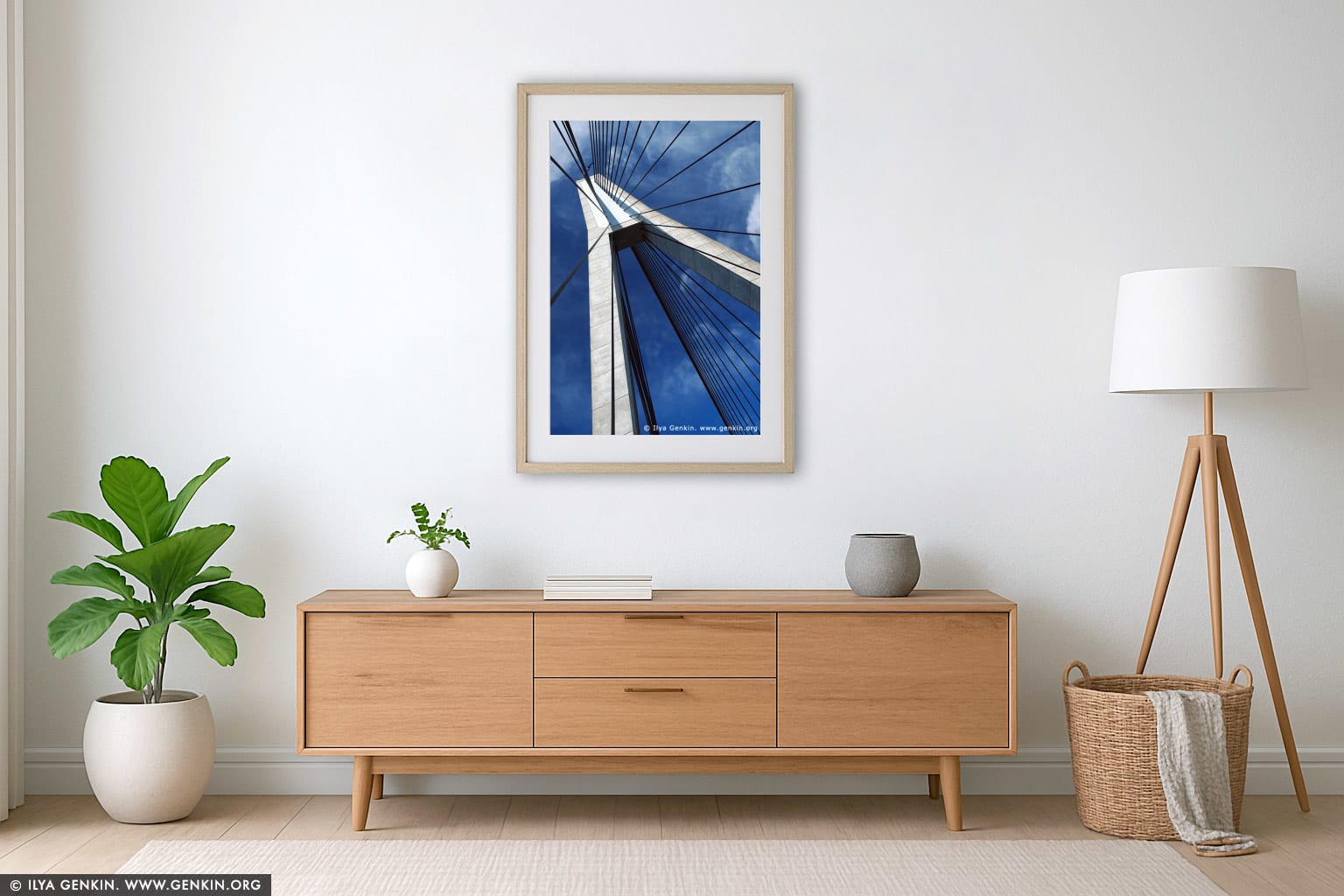 Anzac Bridge Pylon wall art in a modern living room interior