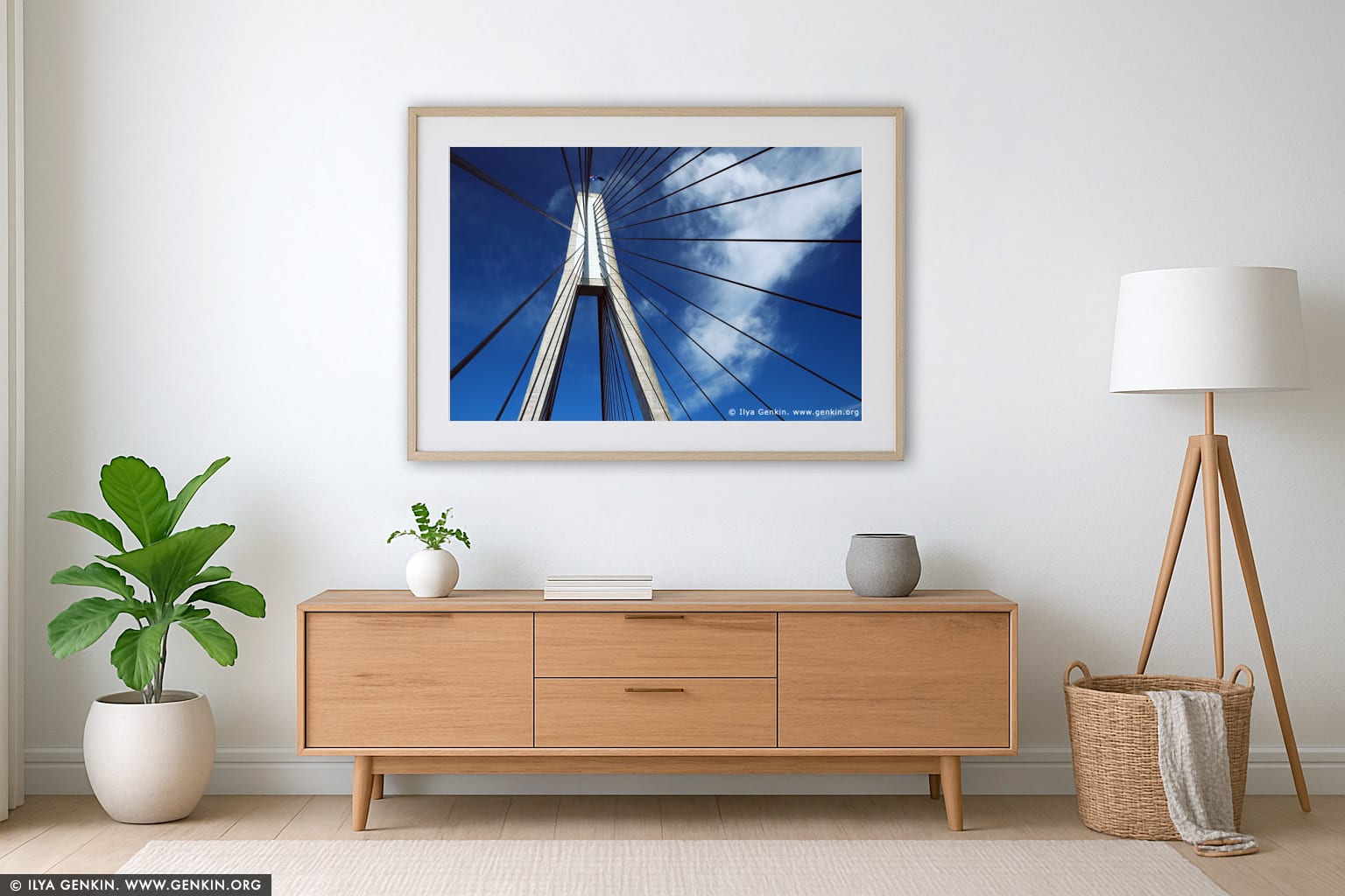 Anzac Bridge Pylon wall art in a luxury living room interior