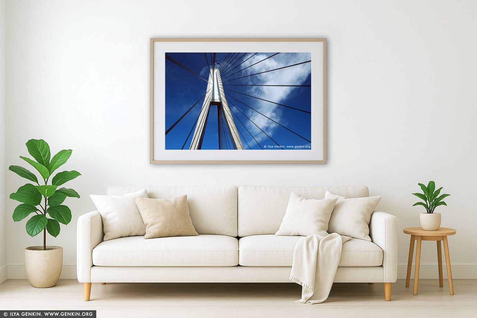 Anzac Bridge Pylon wall art in a contemporary living room interior