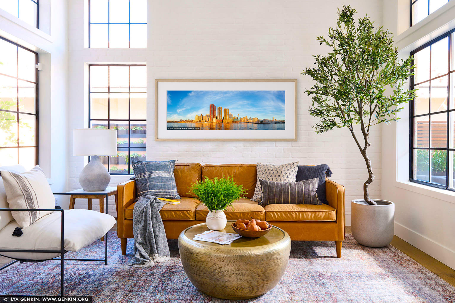 Sunny Day at Barangaroo wall art in a contemporary living room interior