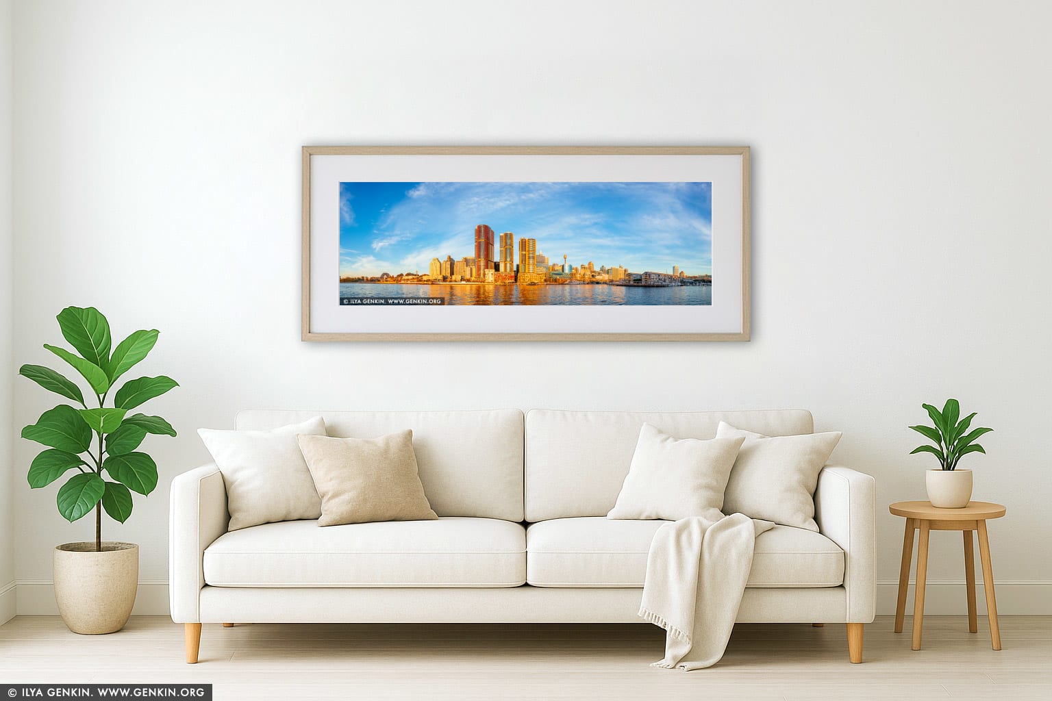 Sunny Day at Barangaroo wall art in a modern living room interior