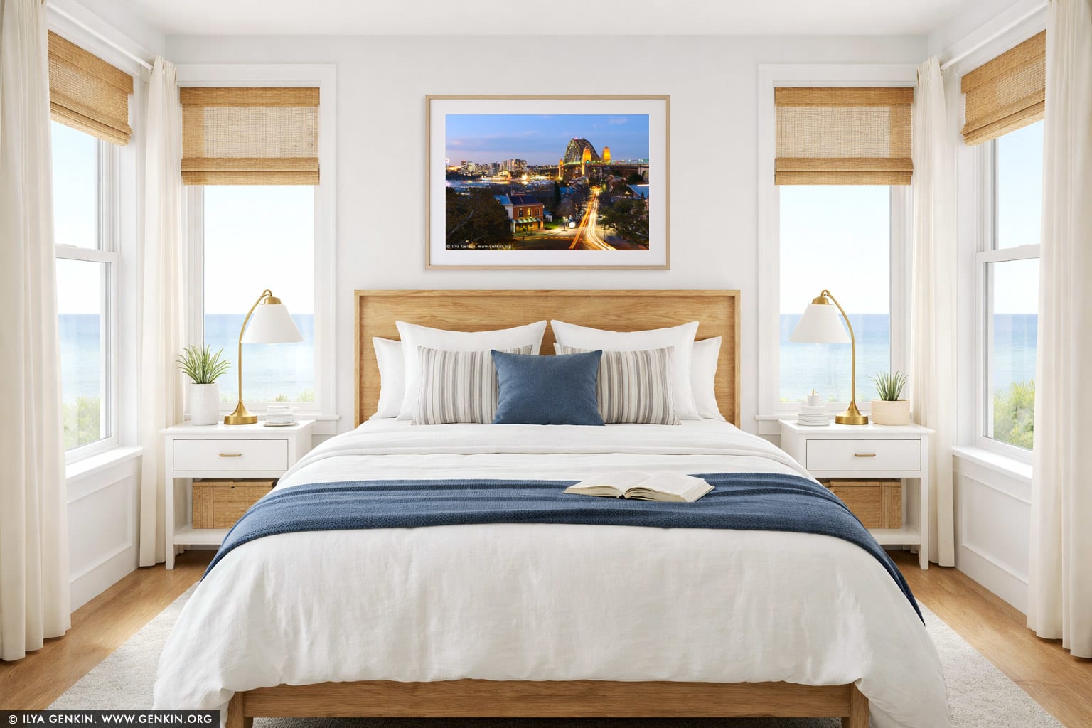 Sydney Harbour Bridge from Observatory Hill wall art in a bedroom interior