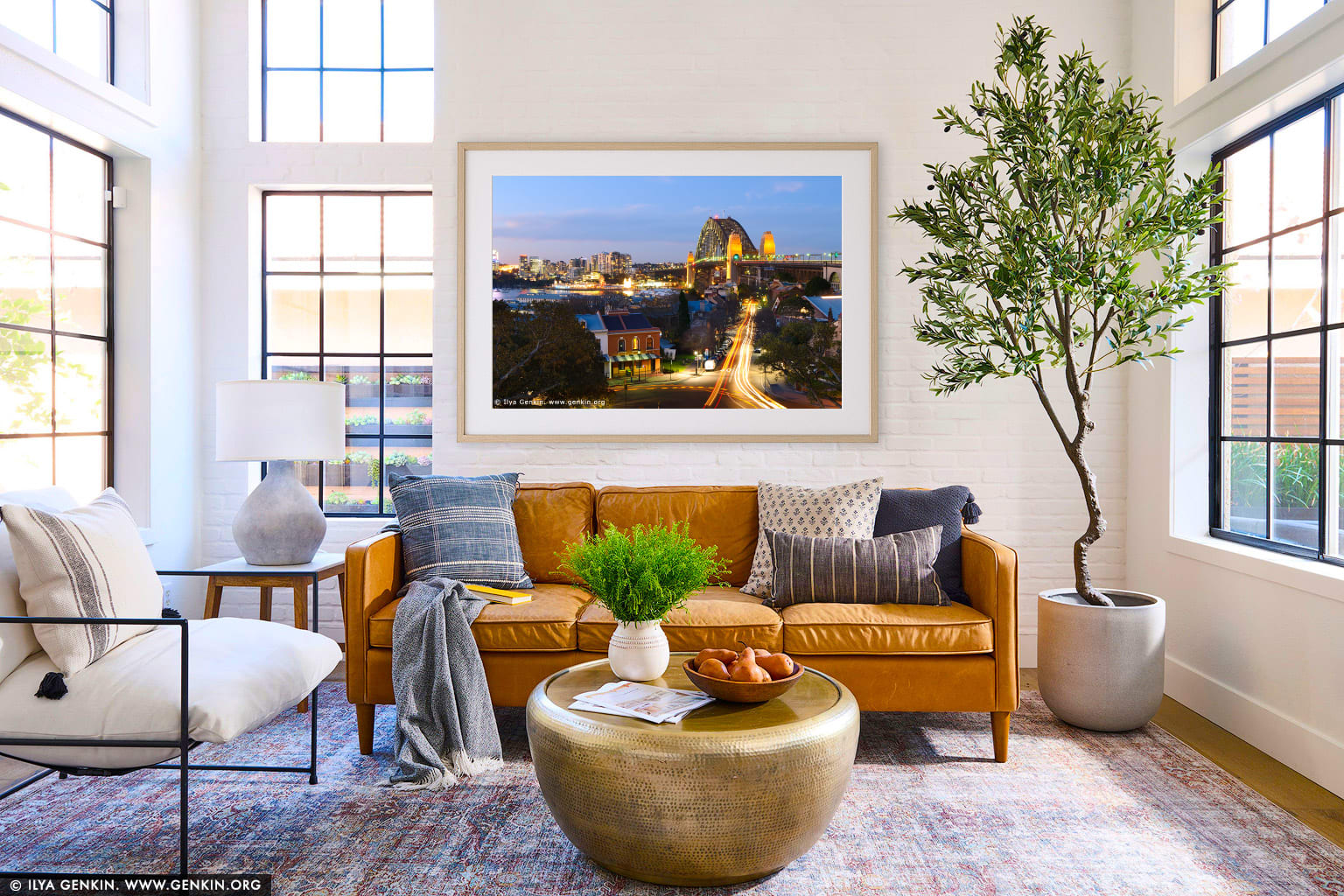 Sydney Harbour Bridge from Observatory Hill wall art in a luxury living room interior