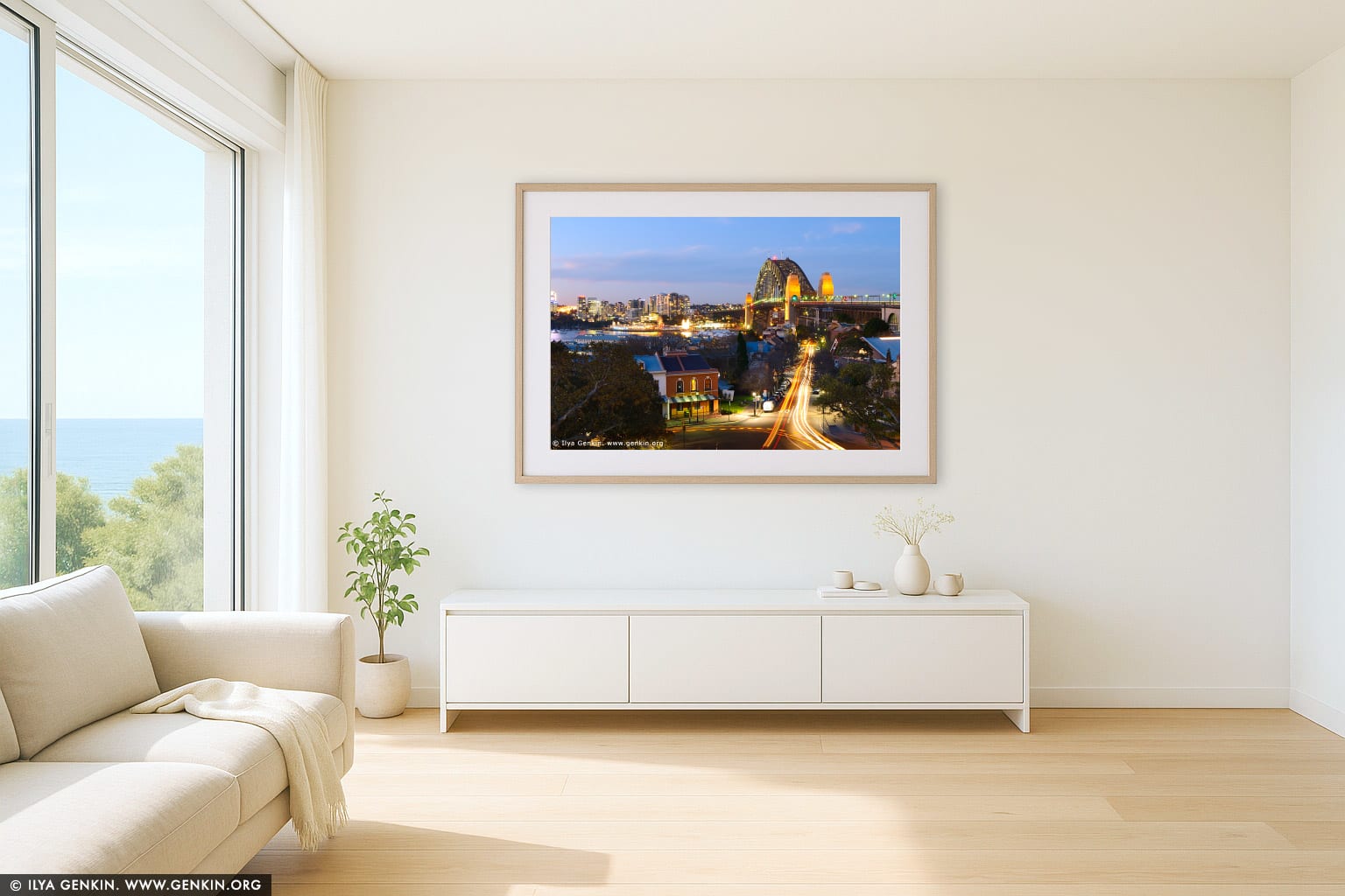 Sydney Harbour Bridge from Observatory Hill wall art in a luxury living room interior
