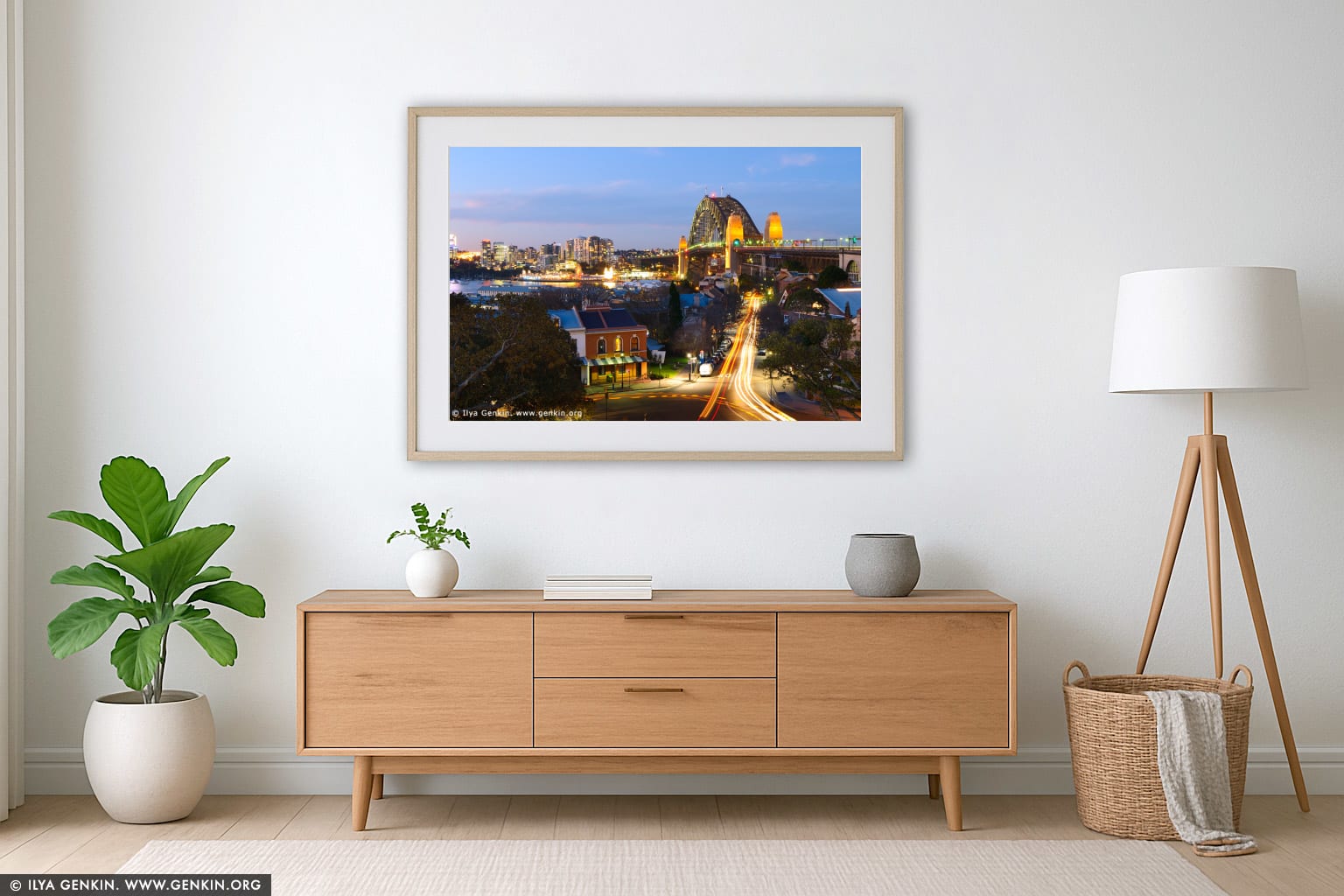 Sydney Harbour Bridge from Observatory Hill wall art in a modern living room interior