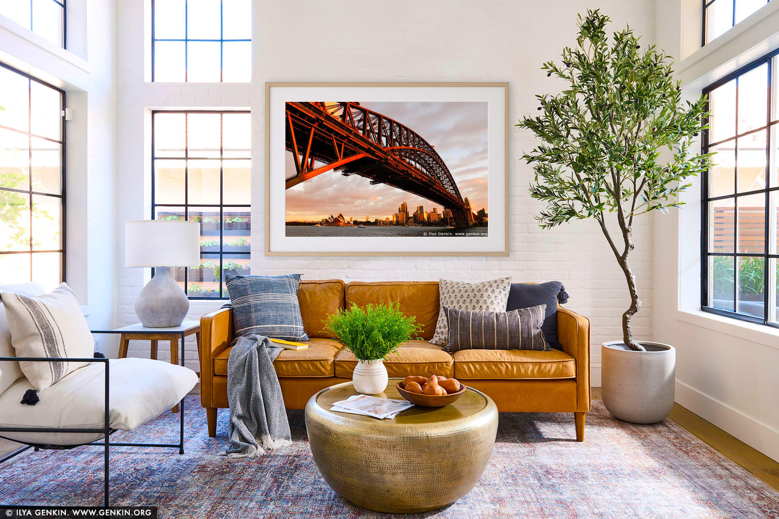 Harbour Bridge at Sunset from Luna Park wall art in a modern living room interior