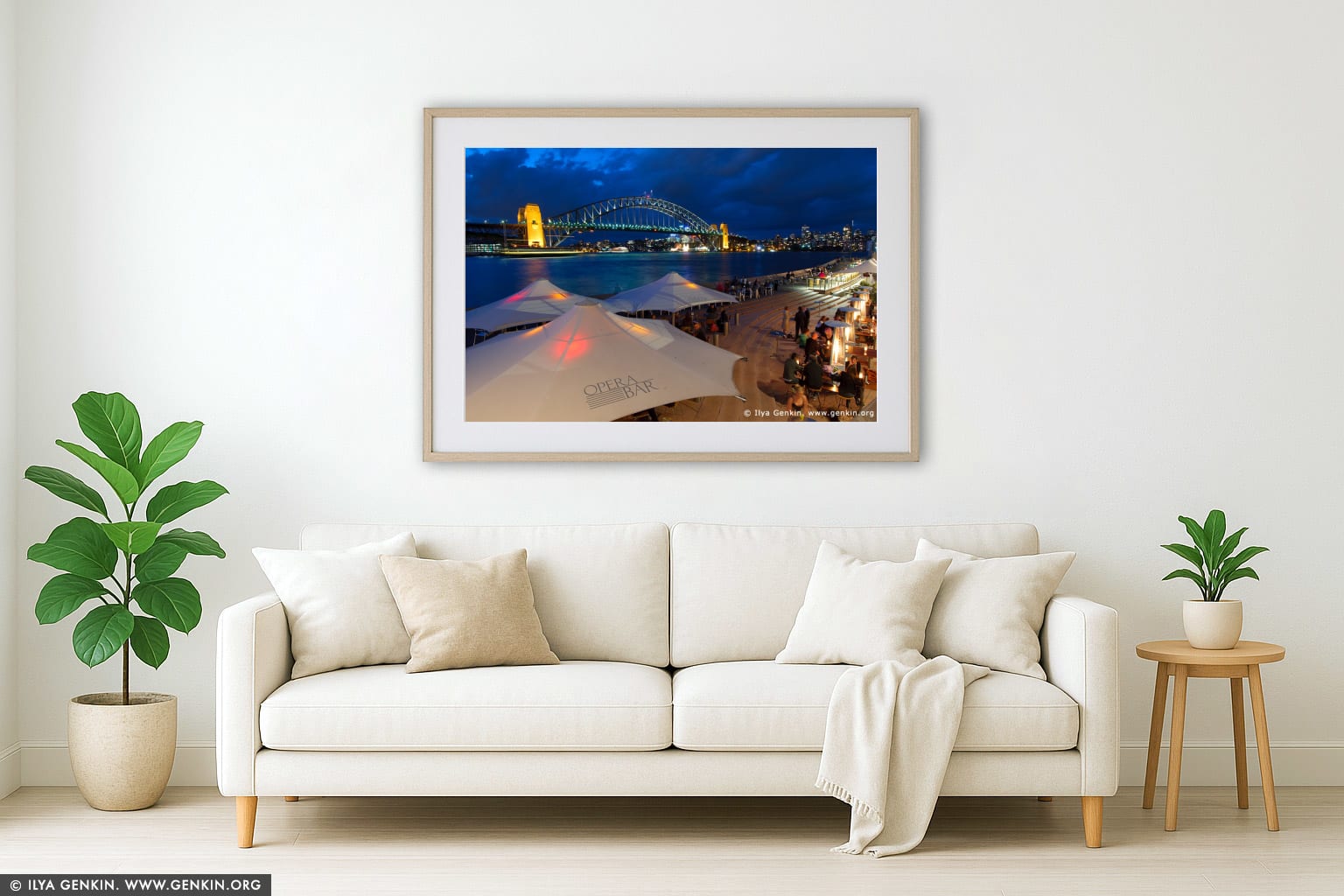 Dinning at Opera Bar With Harbour Bridge View wall art in a contemporary living room interior