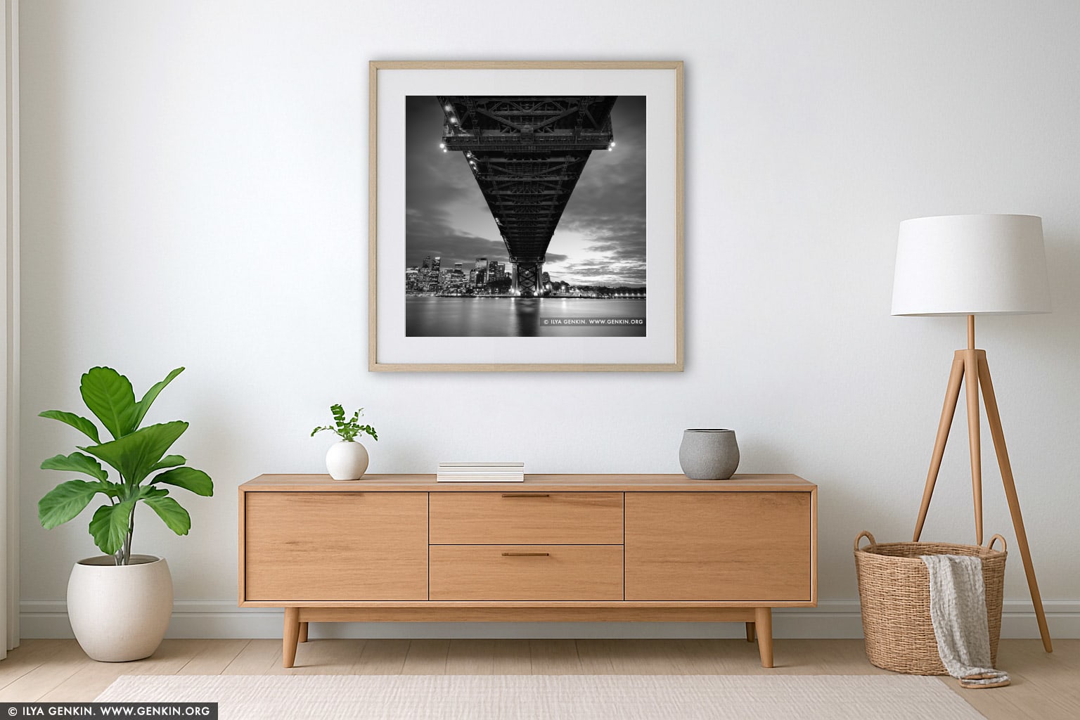 Under The Harbour Bridge wall art in a luxury living room interior
