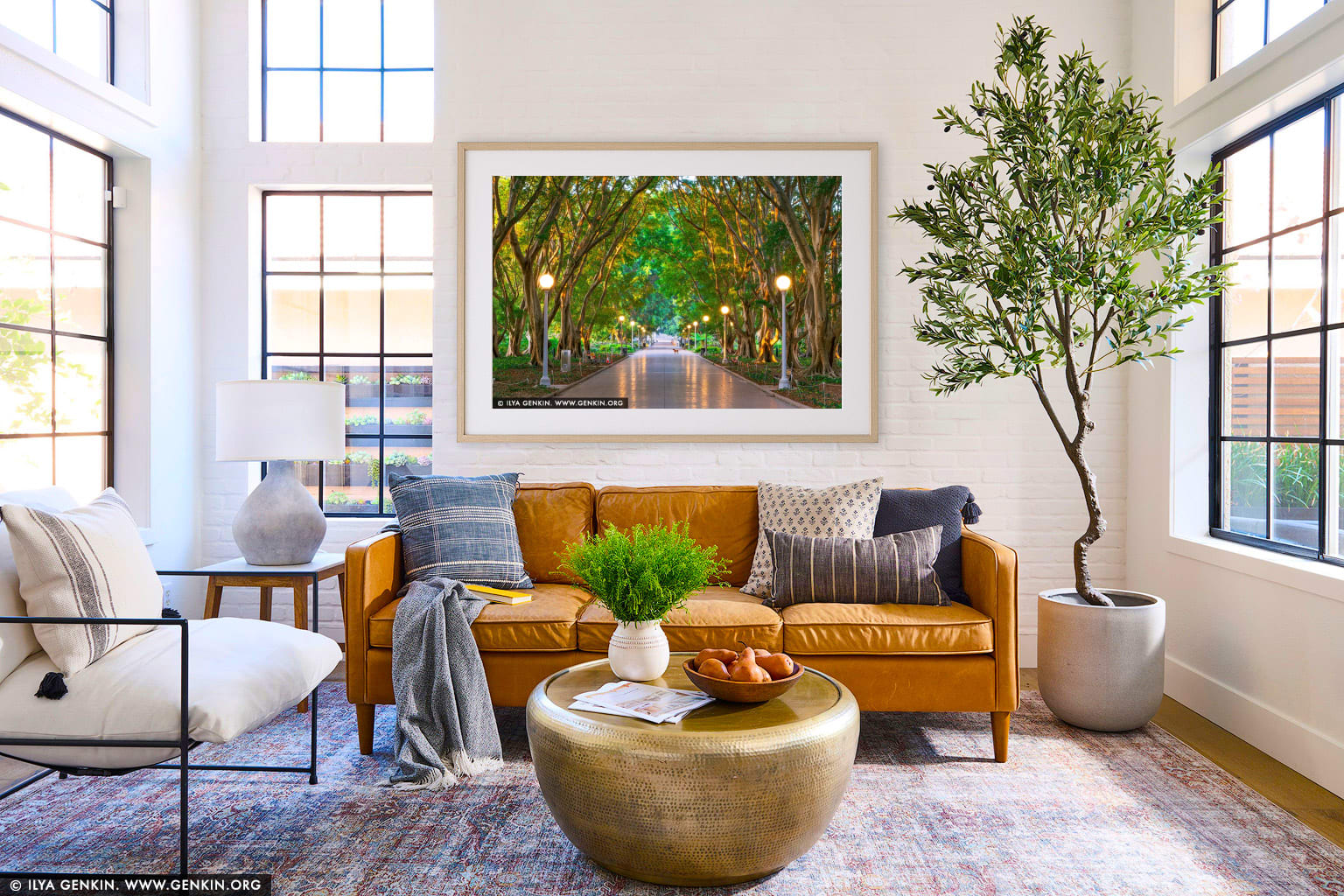 Quiet Awakening, Hyde Park wall art in a luxury living room interior
