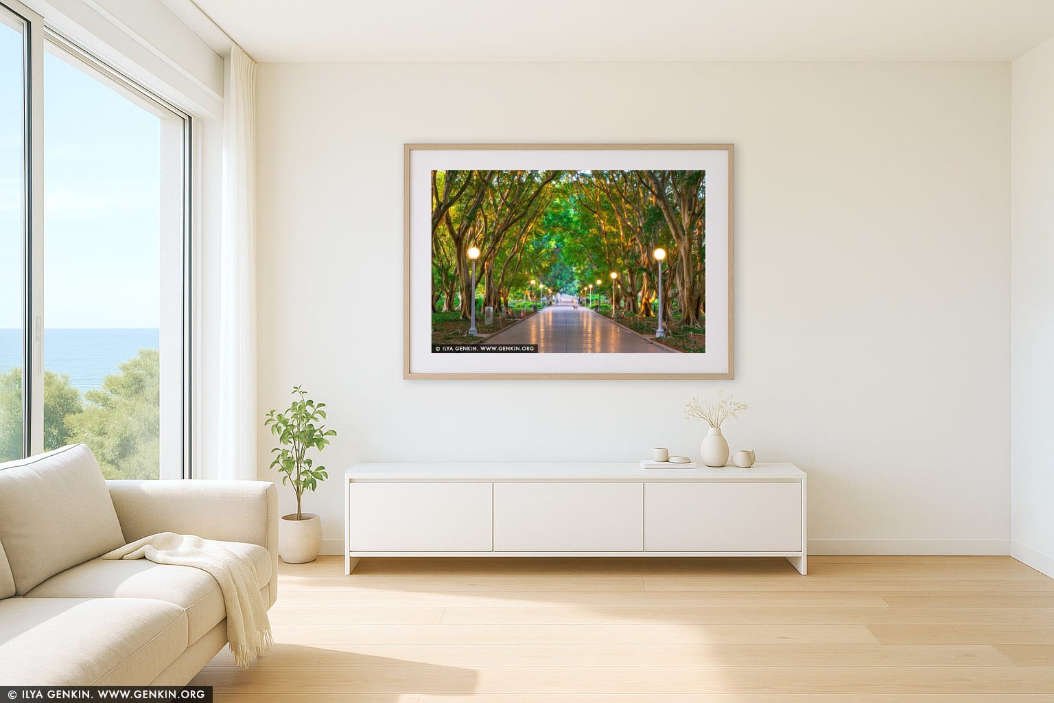 Quiet Awakening, Hyde Park wall art in a luxury living room interior