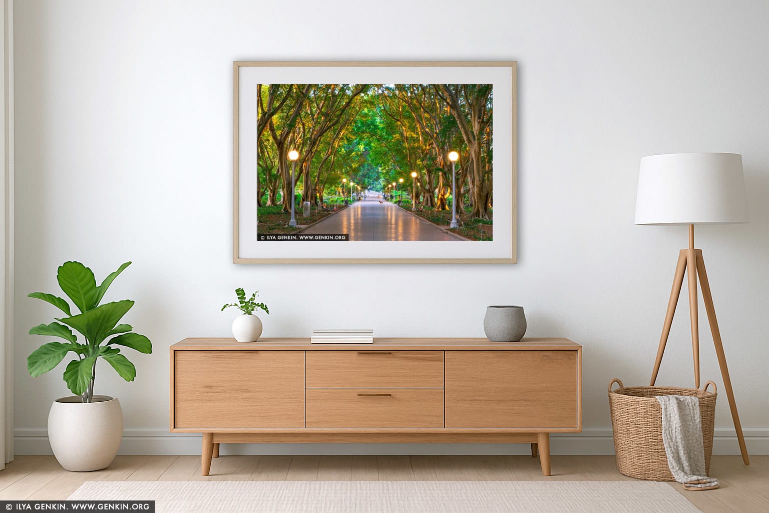 Quiet Awakening, Hyde Park wall art in a modern living room interior