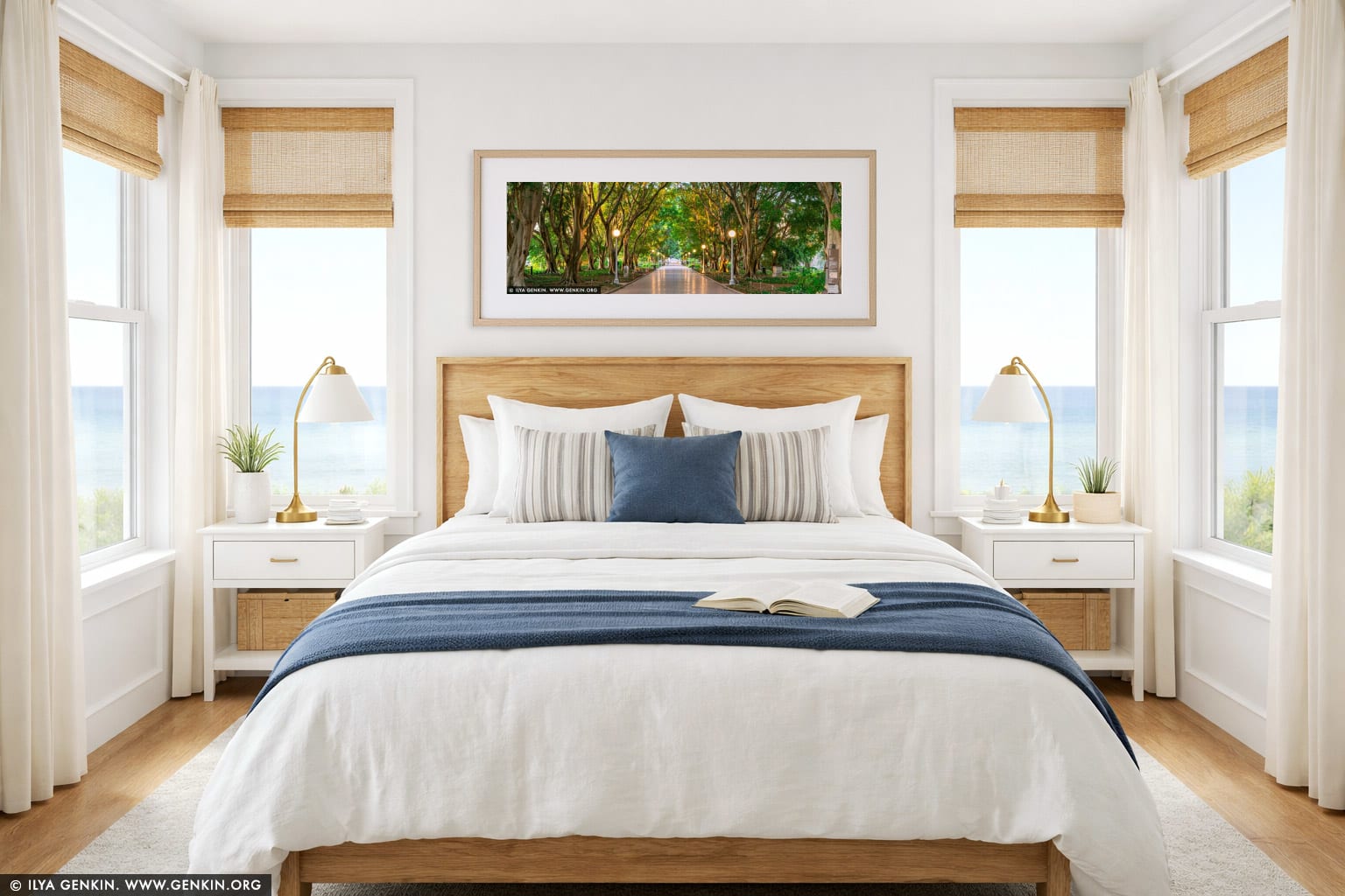 Between Two Lights, Hyde Park wall art in a bedroom interior
