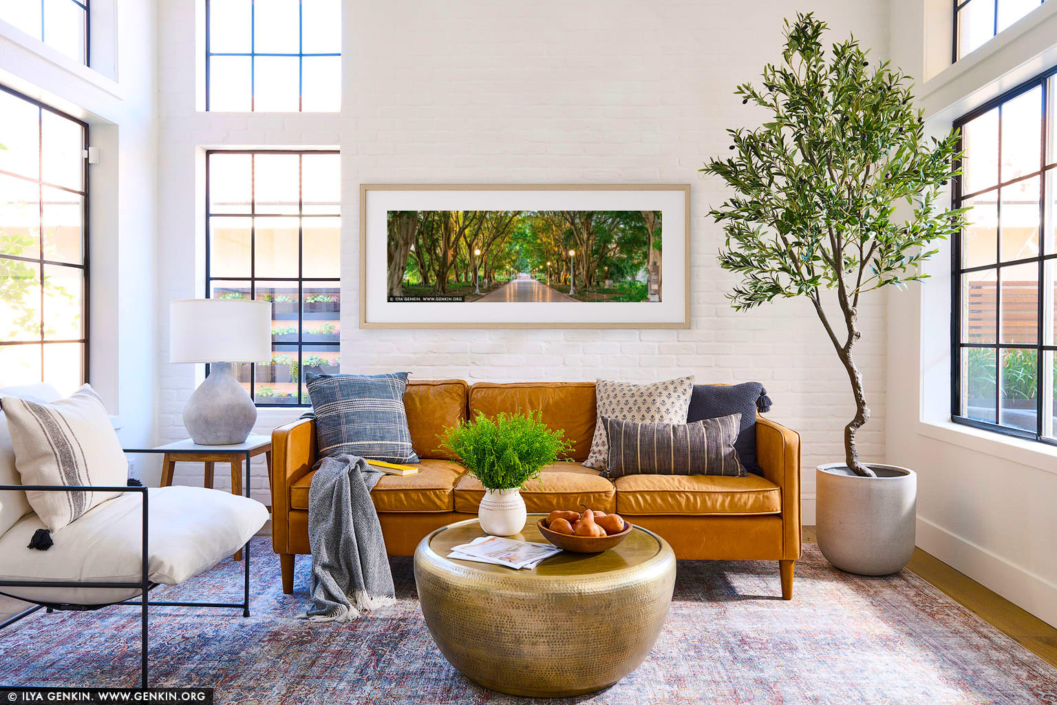 Between Two Lights, Hyde Park wall art in a modern living room interior