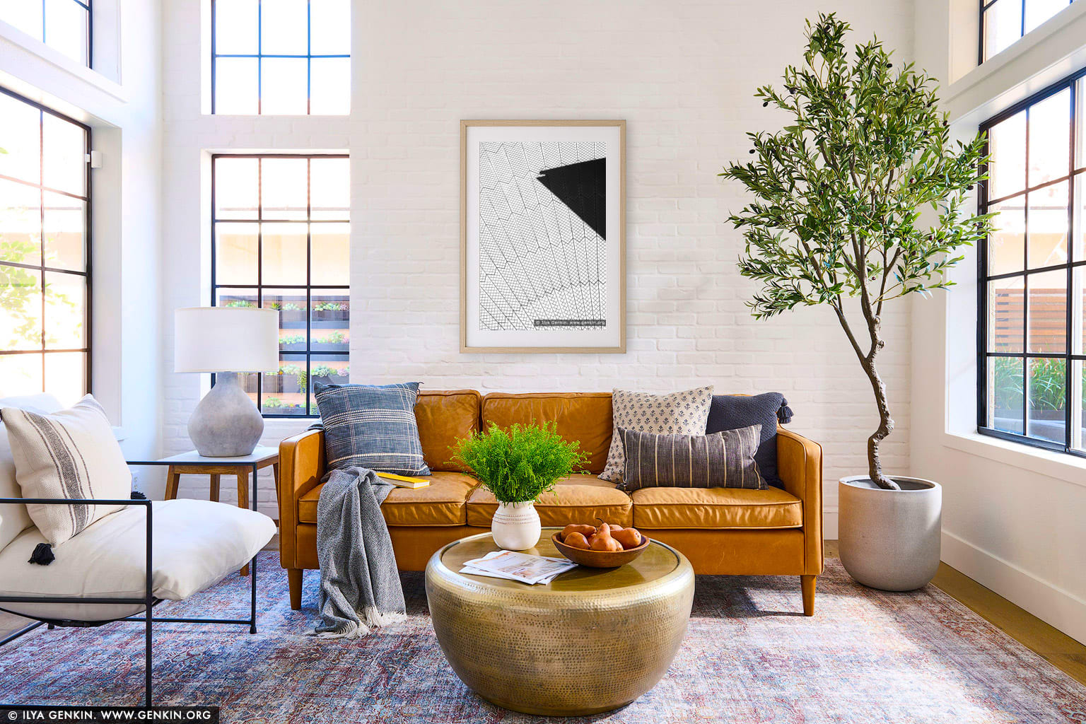 Roof Tiles of Sydney Opera House wall art in a modern living room interior