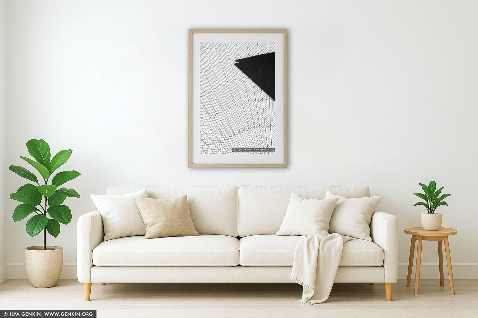 Roof Tiles of Sydney Opera House wall art in a luxury living room interior