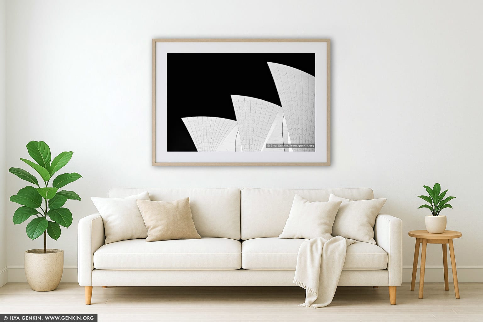 Sydney Opera House Sails wall art in a modern living room interior