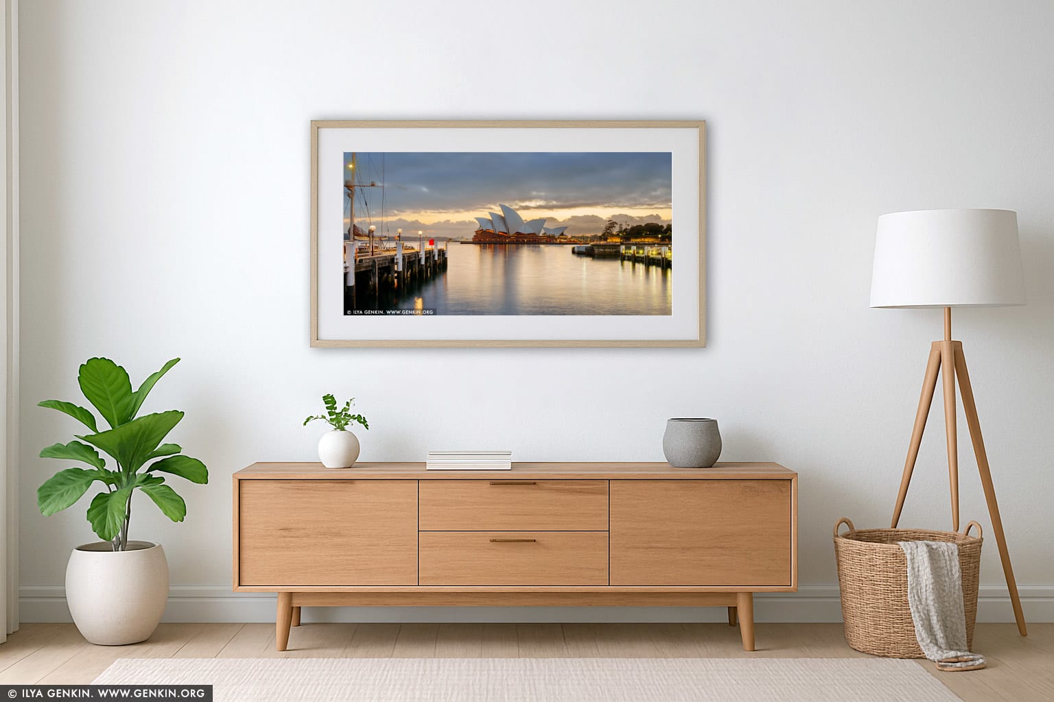 Sydney Opera House at Sunrise wall art in a luxury living room interior